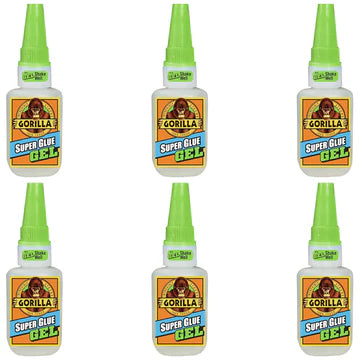 Gorilla Super Glue Gel - 6 Pack (15g Each) | Fast Drying in 10-45 Seconds | Strong Bond for Crafts, DIY Projects & Home Repairs