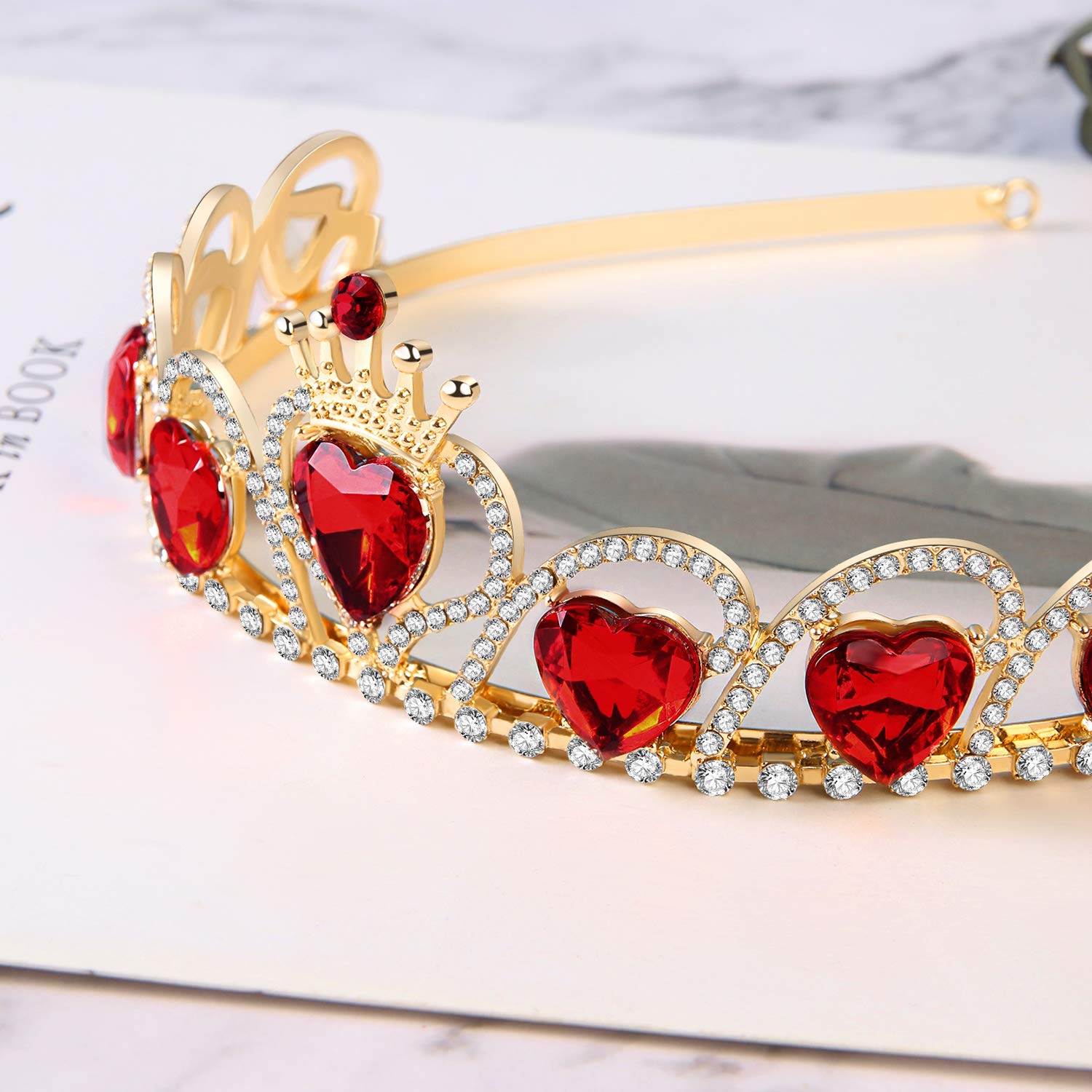 Descendants 4 Red Heart Crown - Queen of Hearts Costume Headdress for Girls & Teens | Halloween Party Accessories, Cosplay & Dress-Up