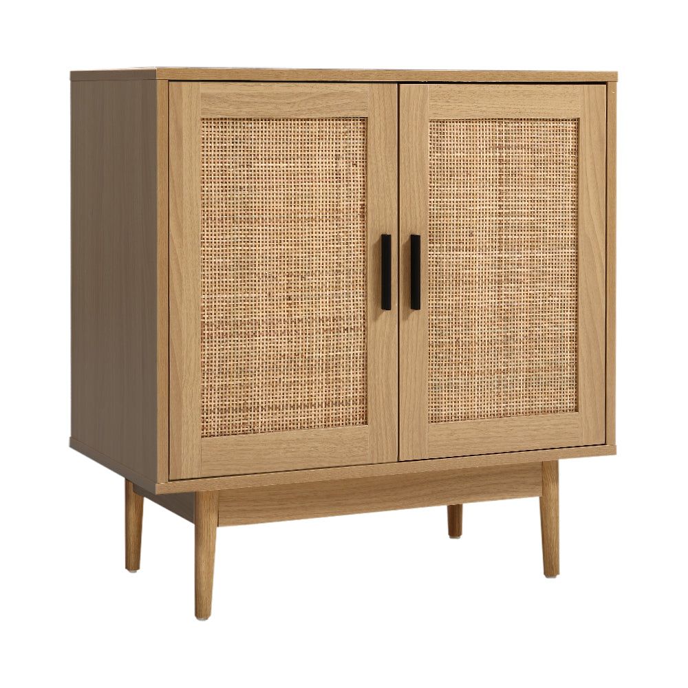 Rattan Buffet Sideboard Cabinet - Stylish Storage Hallway Table & Kitchen Cupboard for Dining Room, Living Room, and Entryway Organization