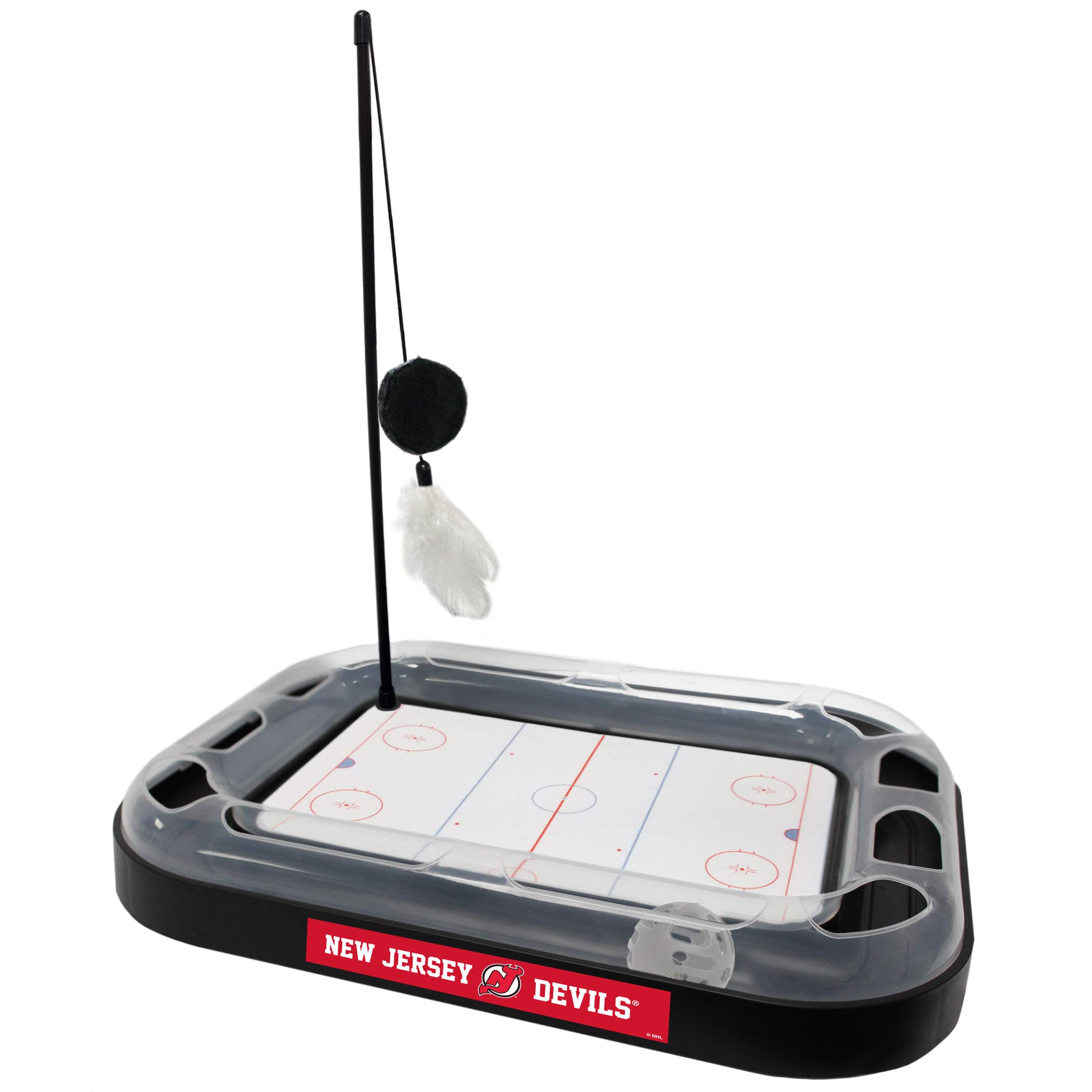 New Jersey Devils Hockey-Themed Cat Scratching Post - 5-in-1 Interactive Cat Toy with Ball & Bell for Play & Exercise - Perfect for Indoor Cats & NHL Fans