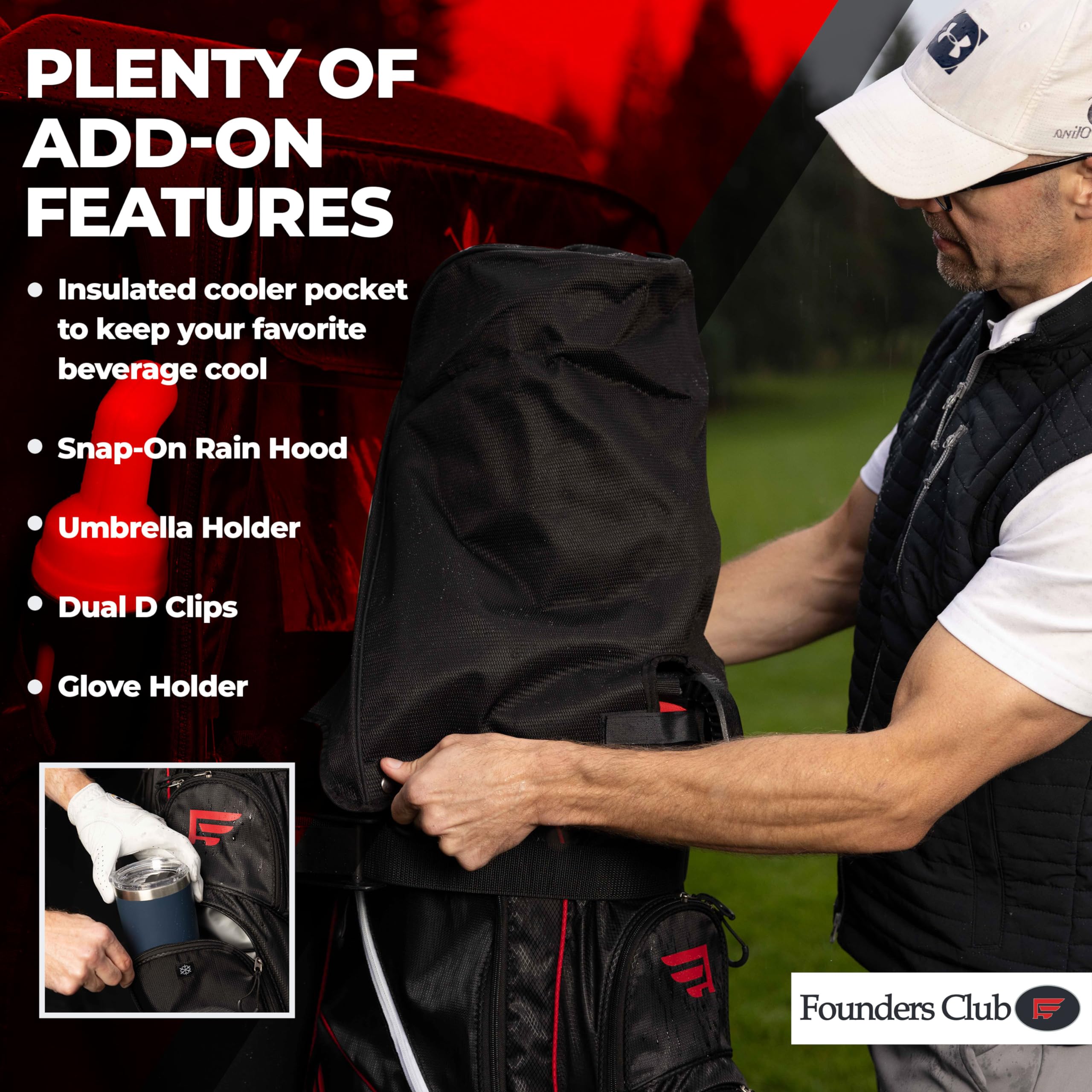 Founders Club 2 in 1 Golf Cart Bag with Removable Short Game Stand Bag - 15 Dividers - Perfect for Golf Tournaments & Practice Sessions