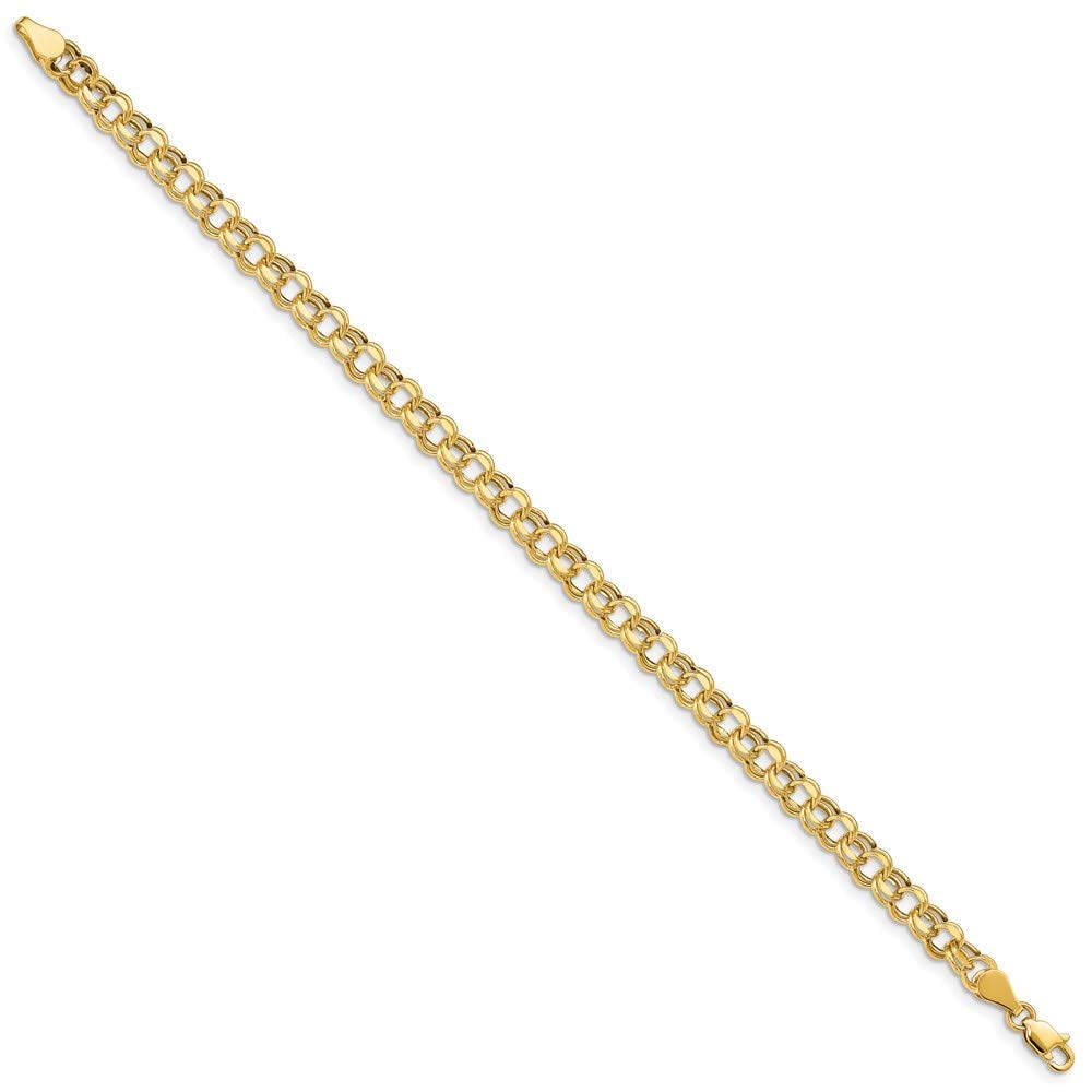 14K Solid Yellow Gold 5mm Double Link Chain Charm Bracelet for Women - Elegant & Dainty Jewelry Gift for Birthday, Anniversary & Special Occasions