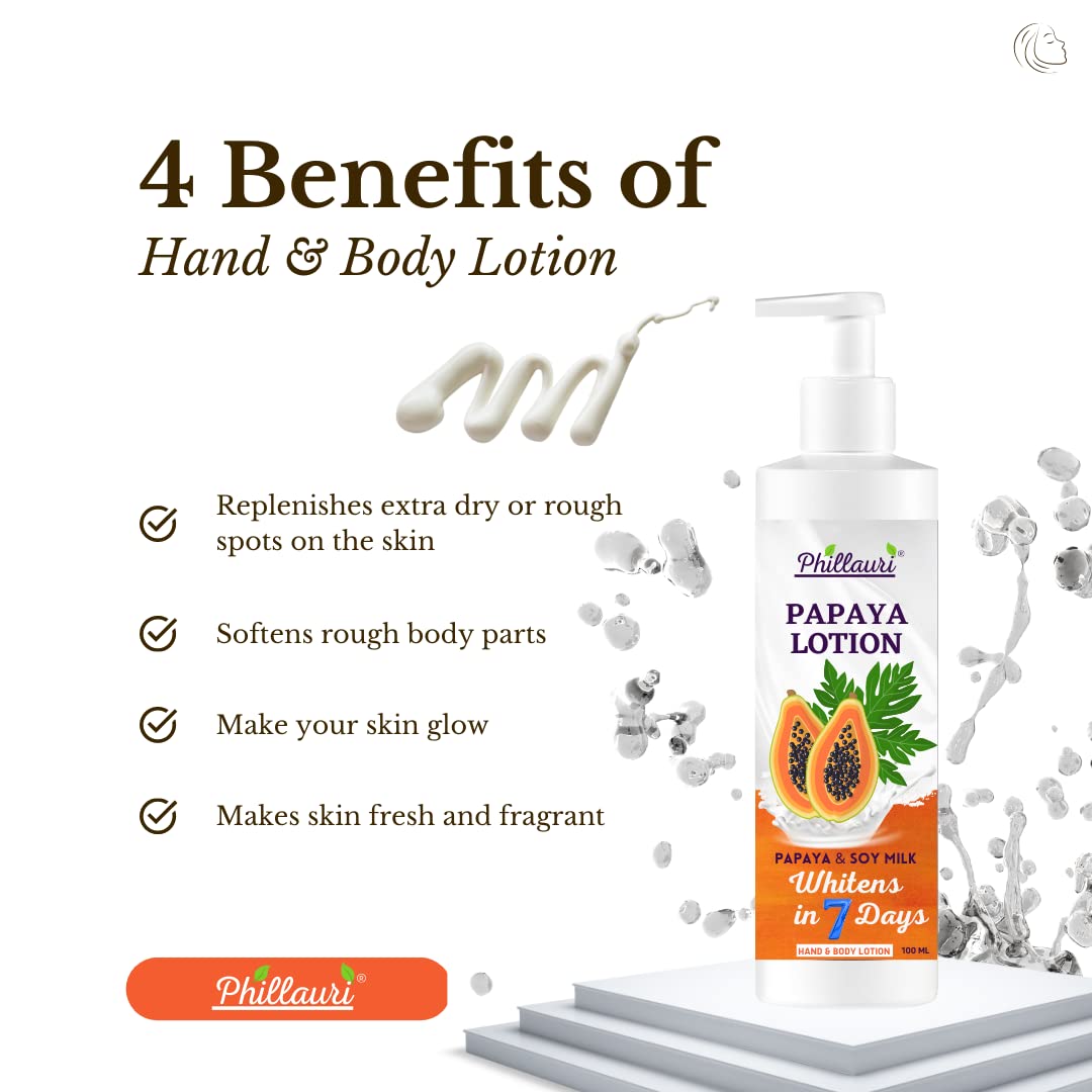 Phillauri Papaya & Soy Milk Body Lotion for Skin Brightening - Whitening Moisturizer for Women & Men (2 Pack) | Daily Hydration for Dry Skin & Even Tone