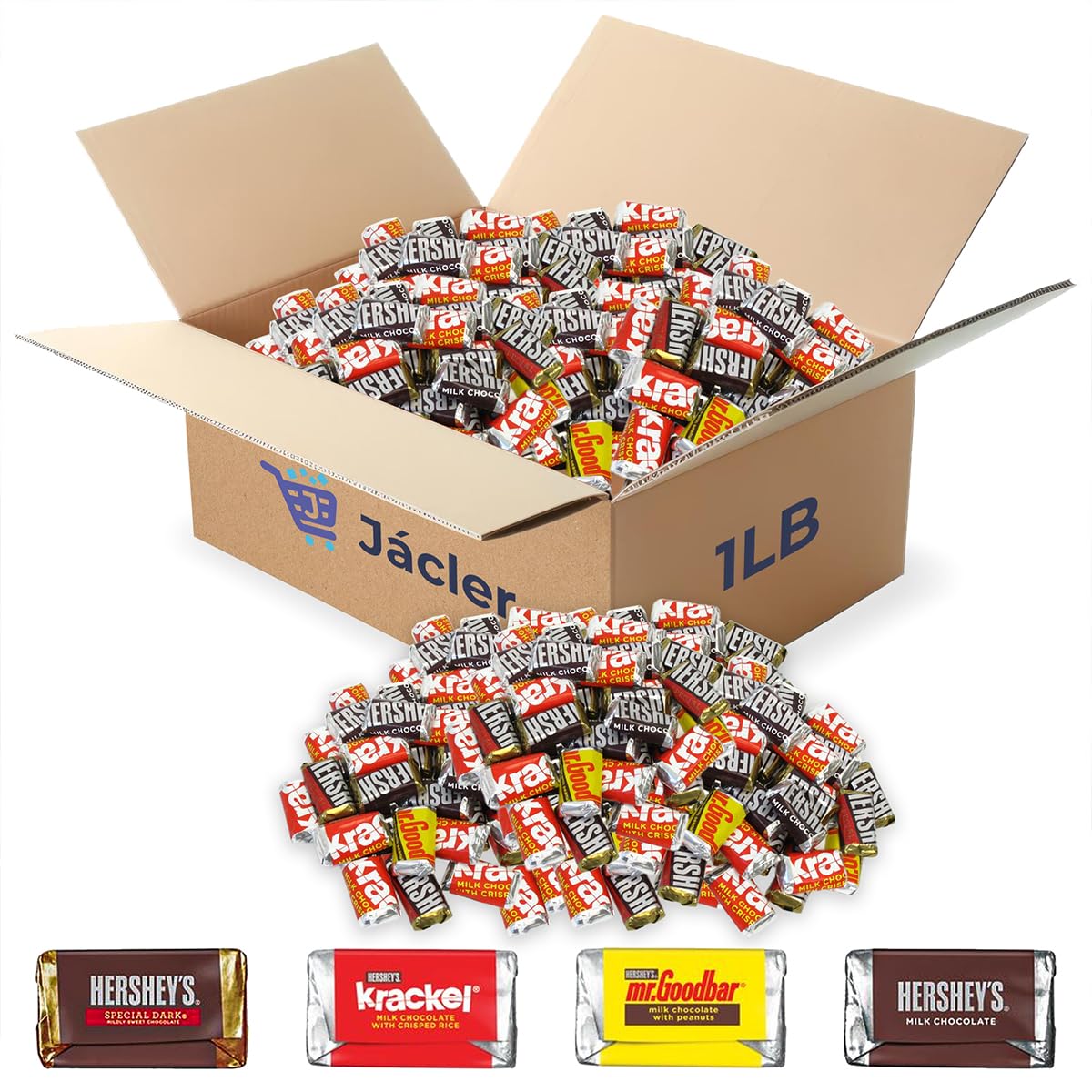 Hershey's Miniatures Assorted Chocolate Candy - 50 Pieces (1 Pound) Individually Wrapped Bulk Pack | Perfect for Halloween, Christmas Gifts, Party Favors, Office Snacks, Movie Nights & Family Gatherings