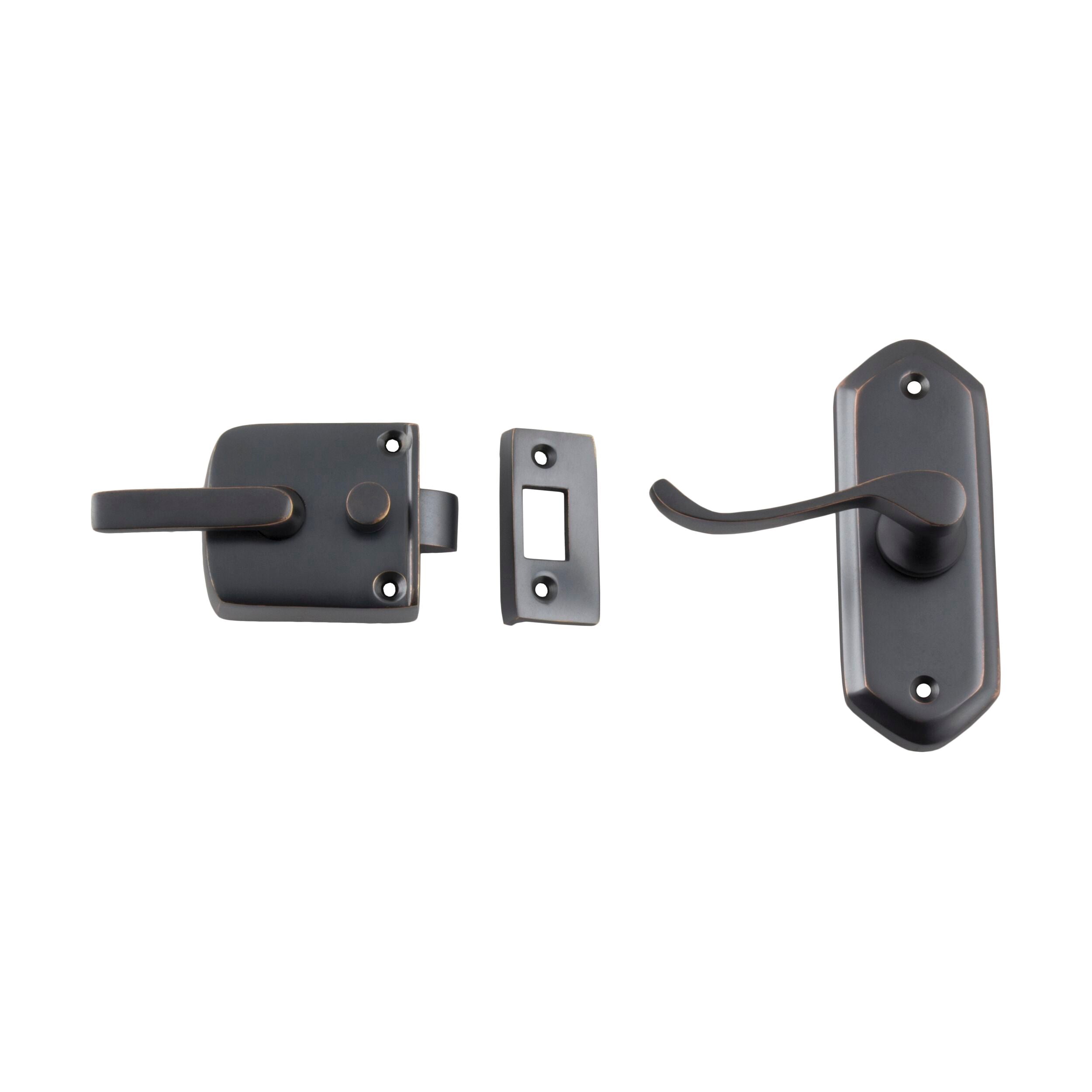 Vintage Antique Copper Left-Hand External Screen Door Latch 2062 (H98xW36mm P40mm) - Perfect for Porch, Patio & Storm Doors