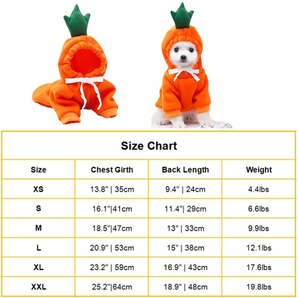 Dog Christmas & Halloween Costumes - Small Dog Hoodies & Cat Outfits for Yorkie, Chihuahua, Pomeranian (X-Small, Orange-Carrot) - Perfect for Holiday Photos & Pet Parties
