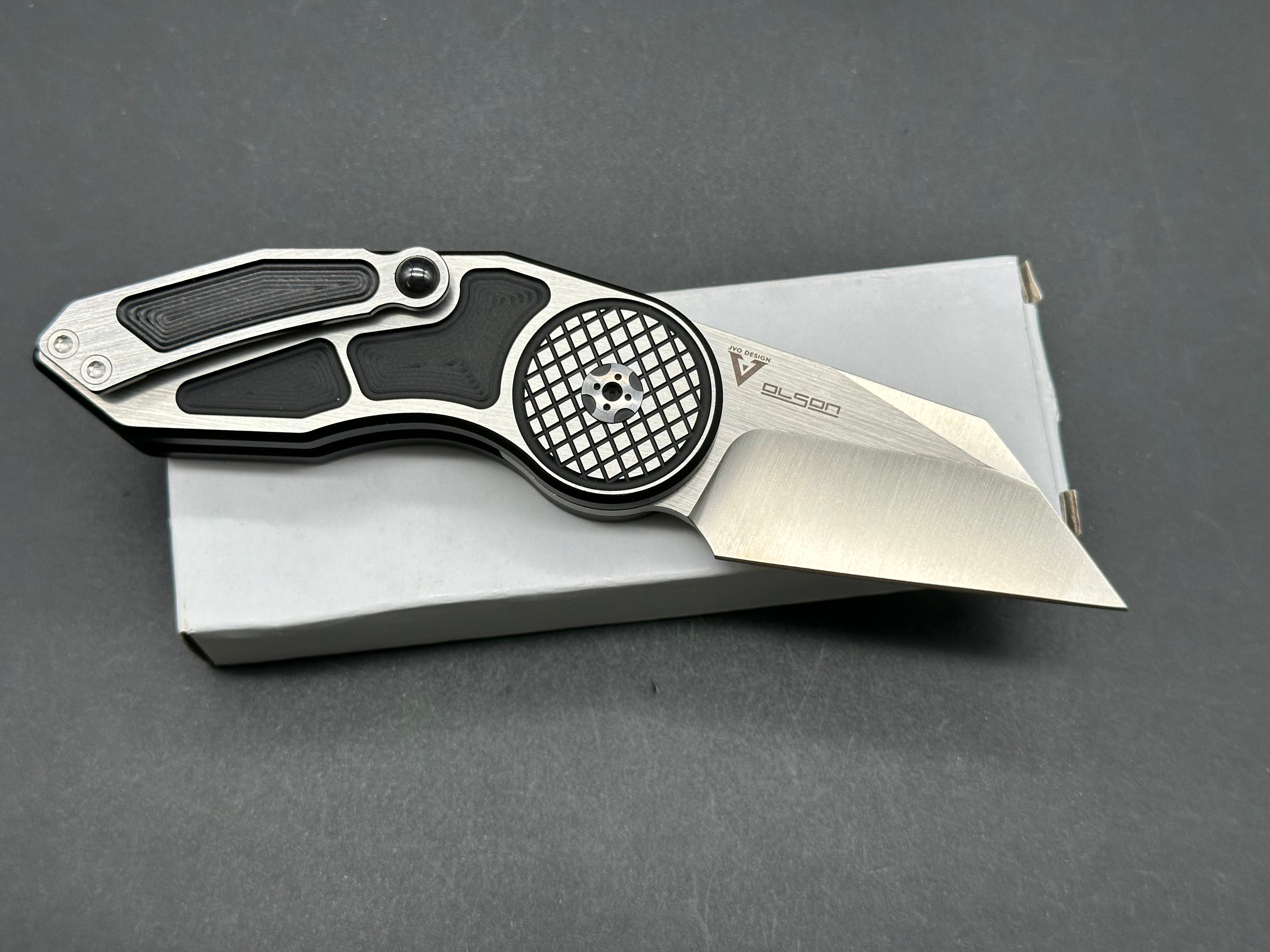 Begg Knives Micro Burst Checkered Button Lock Folding Pocket Knife - Gray Aluminum/Black G10 Handle - EDC, Outdoor, Camping & Everyday Carry