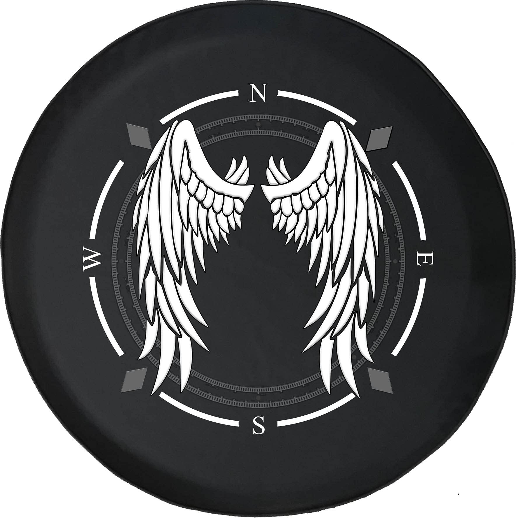 American Flag Spare Tire Cover with Compass & Angel Wings Design - Universal Fit for SUV, Trailer, RV & Most Vehicles - Durable & Waterproof Wheel Protector for Off-Road Adventures & Road Trips