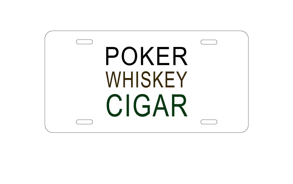 Custom Aluminum Vanity License Plate for Car Front - Poker Whiskey Cigar Design | Personalized Metal Auto Tag for Vehicle Decoration & Gift Idea