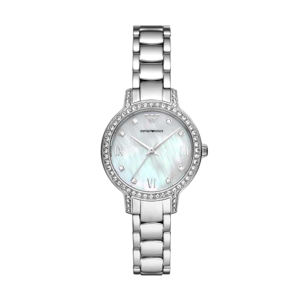 Emporio Armani Women's Three-Hand Stainless Steel Dress Watch - Elegant & Waterproof for Business, Party & Everyday Wear