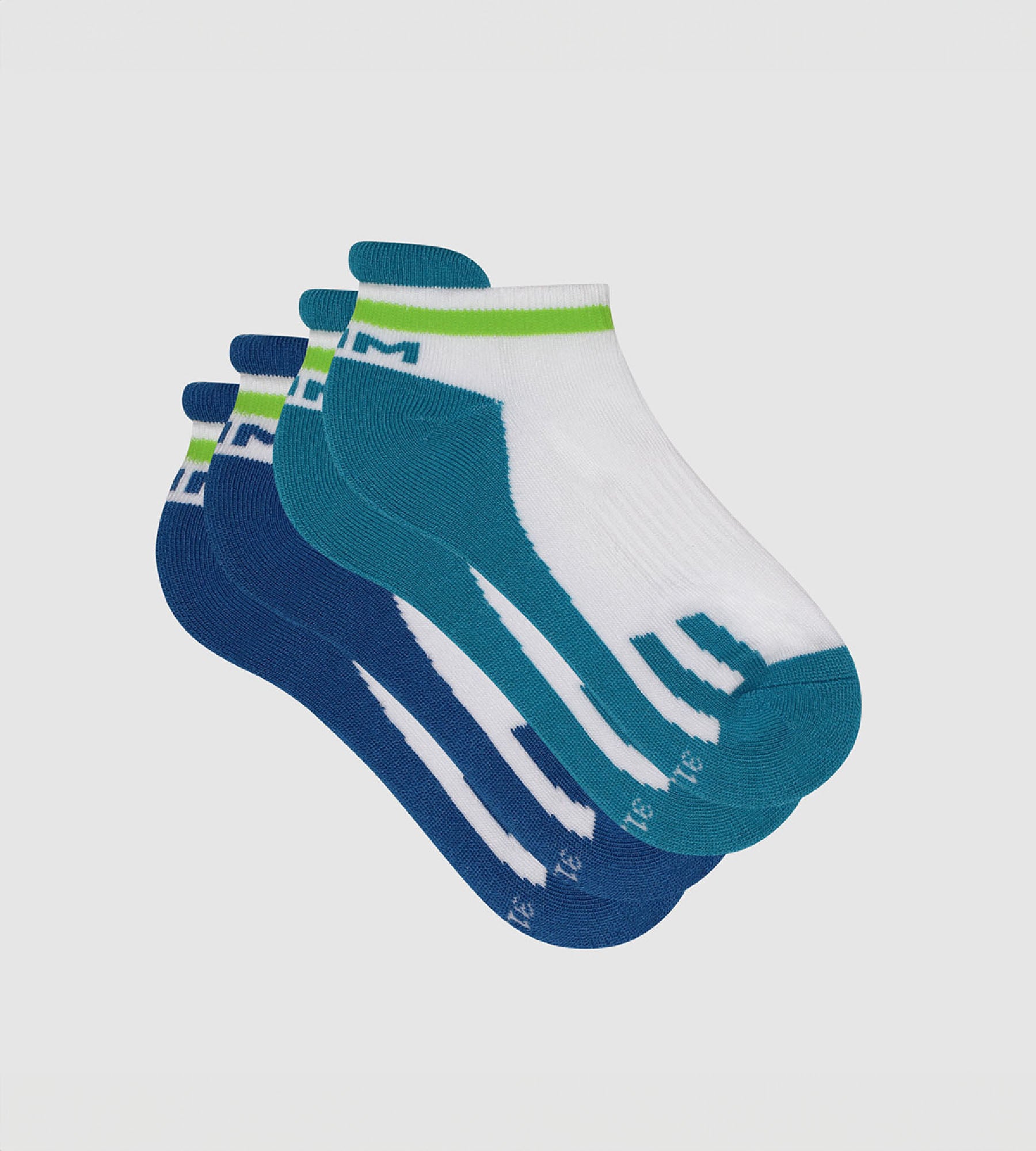 2 Pairs Retro Blue Green Kids' Athletic Socks - Breathable & Comfortable for Sports, School & Daily Wear