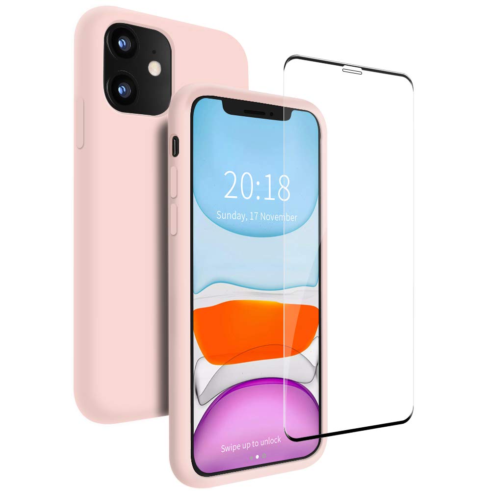 Premium Liquid Silicone iPhone 11 Case (6.1 Inch) with Screen Protector - Shockproof Full Body Protection Cover for iPhone 11 - Perfect for Daily Use, Travel & Outdoor Activities