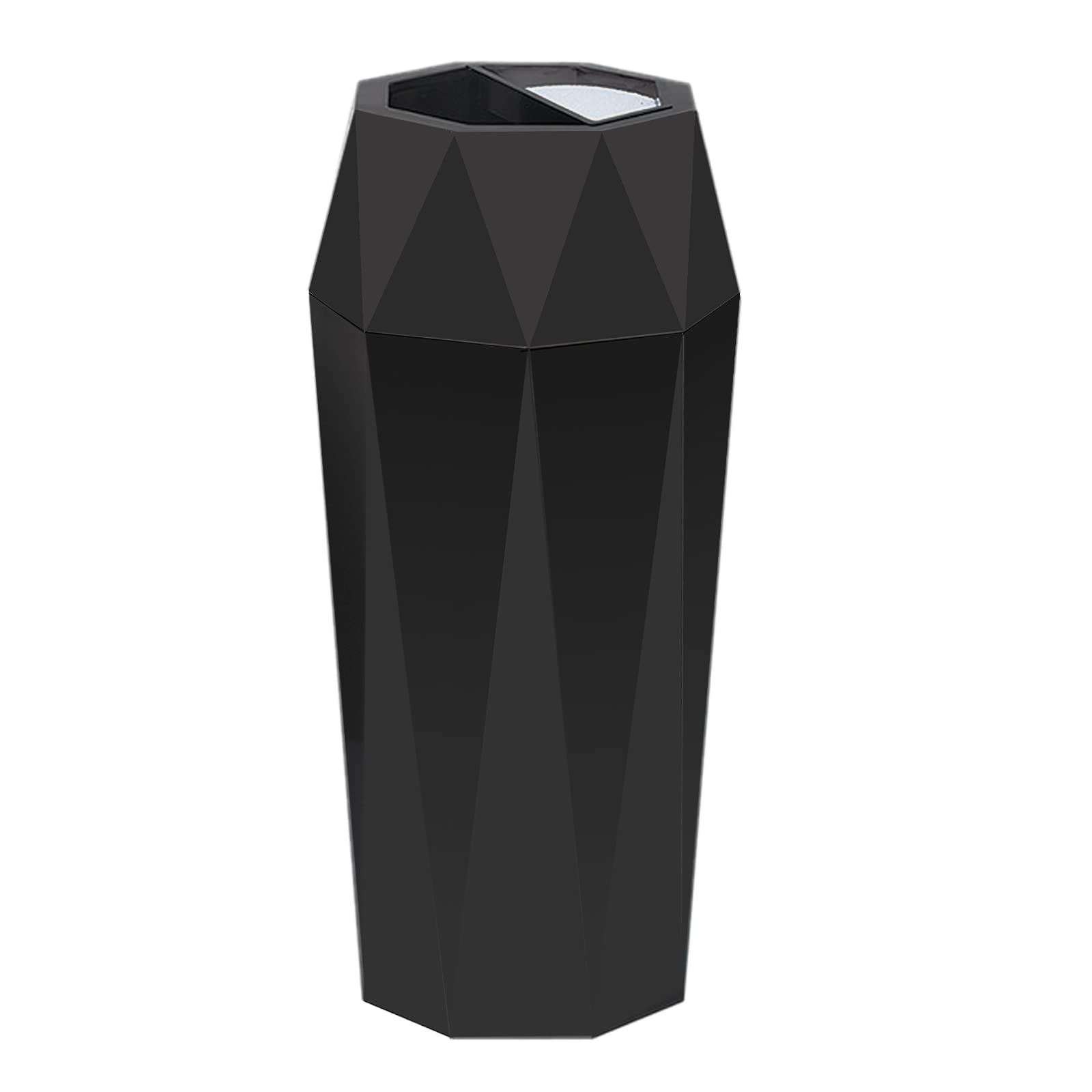 Dyna-Living Commercial Stainless Steel Trash Can with Lid - 50 Gallon Large Outdoor/Indoor Garbage Bin for Kitchen, Office, Restaurant & Industrial Use - Heavy Duty Waste Container (Black)