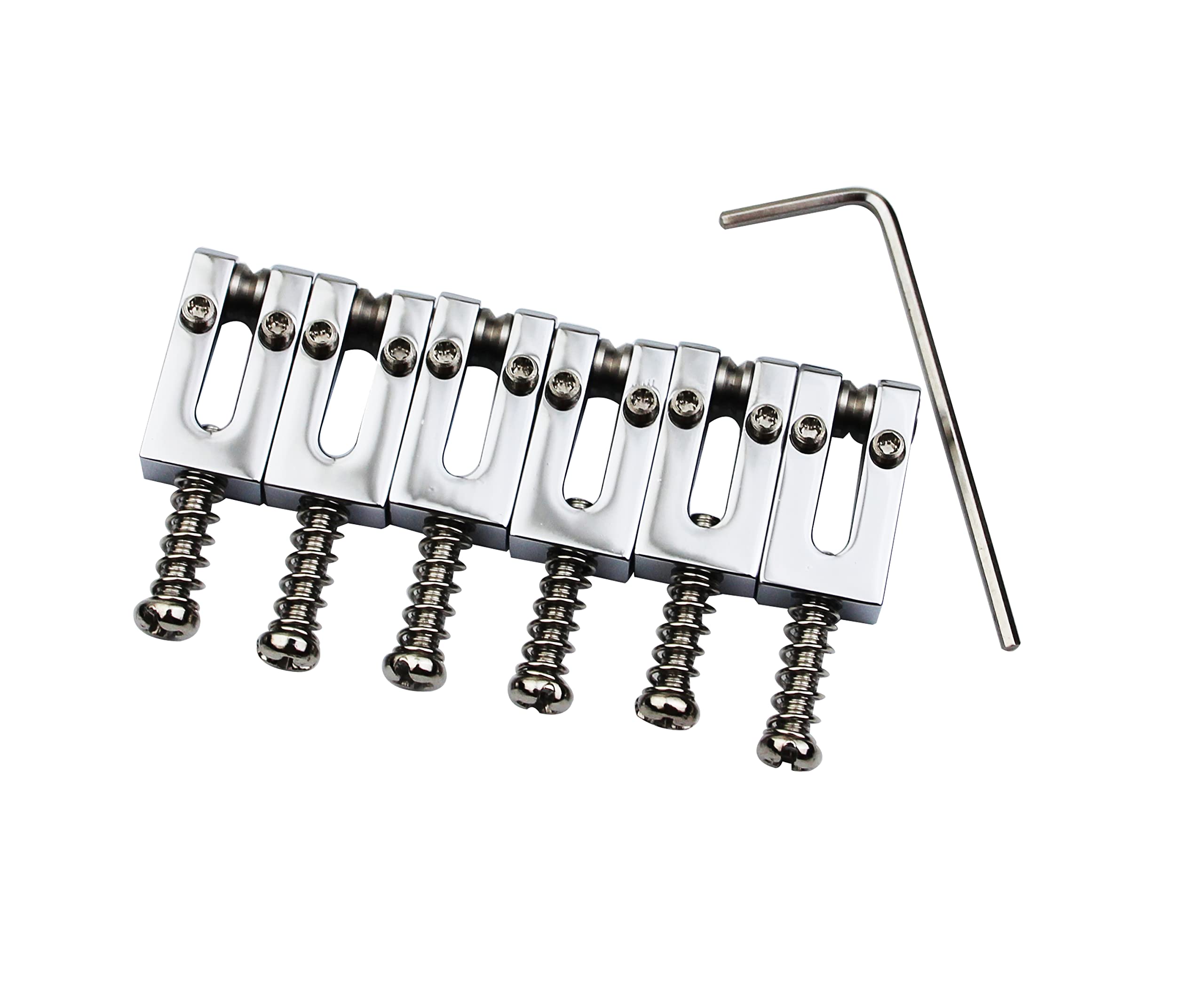 Guyker 10.5MM Brass Tremolo Bridge Saddles for Strat ST & Tele TL Electric Guitars - 6 Pack Chrome Plated Modern Guitar Parts | Perfect for Guitar Upgrades, Repairs and Custom Builds
