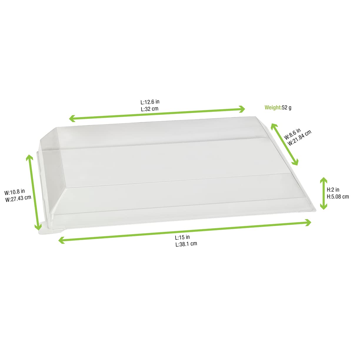 PacknWood 210KLARLTRYL Clear Plastic Lids Rectangle - 14.9