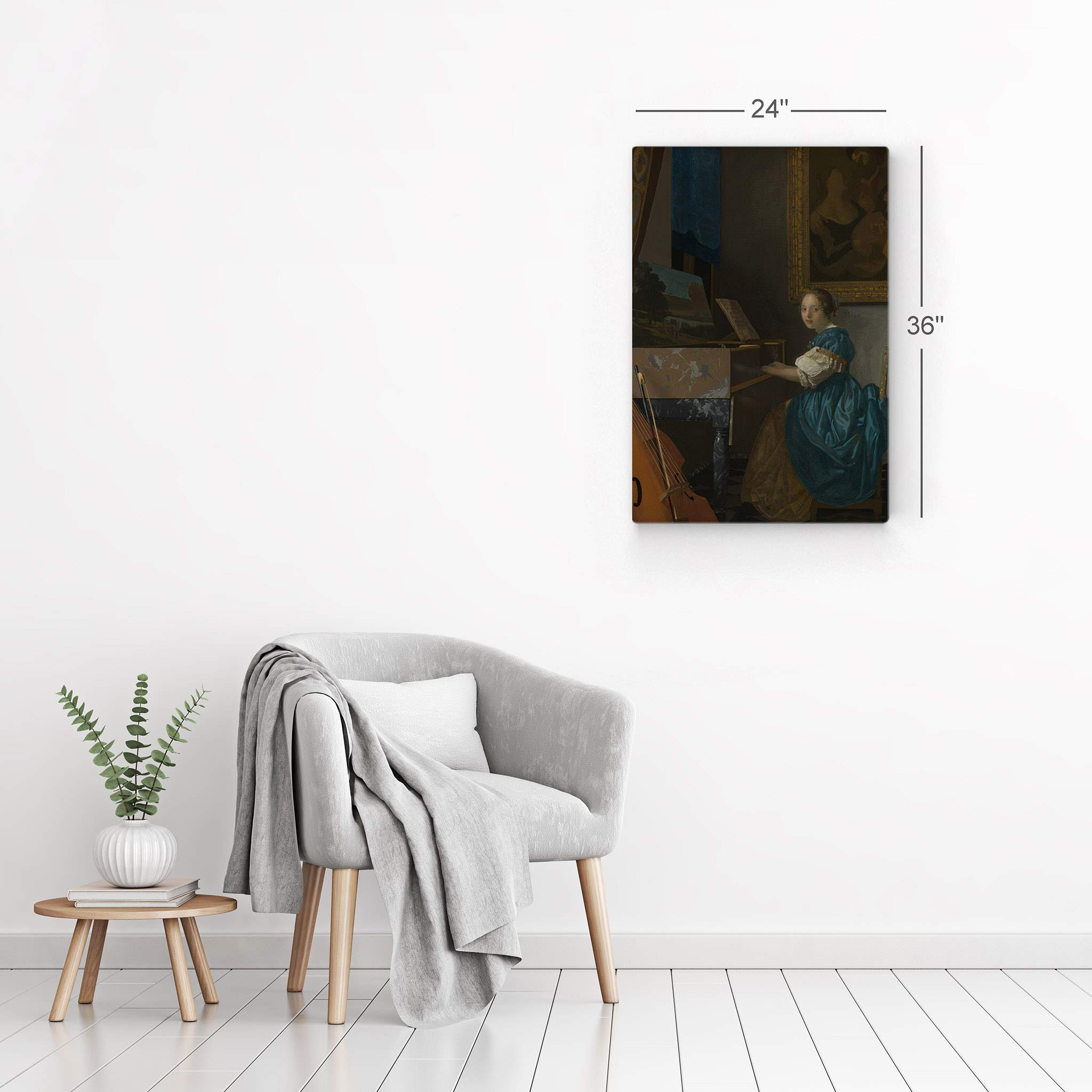 Johannes Vermeer 'Lady Seated at a Virginal' Classic Oil Painting Reproduction - Premium Metal Wall Art Print (30x20 Inch) | Famous Fine Art Home Decor | Ready to Hang | Made in USA | Perfect for Living Room, Bedroom & Office Decor