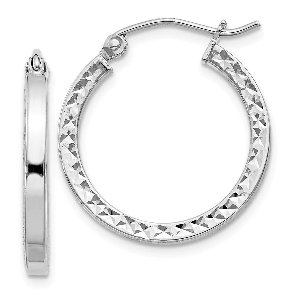 Sterling Silver Rhodium-Plated 2x20mm Square Tube Hoop Earrings for Women - Hypoallergenic Dangle Earrings for Everyday Wear, Parties & Gifts