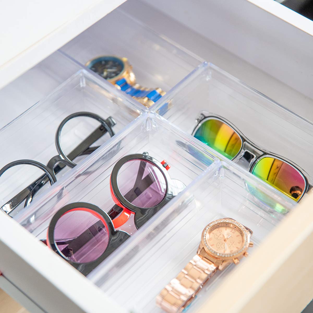 Clear Plastic Drawer Organizer Trays - 6