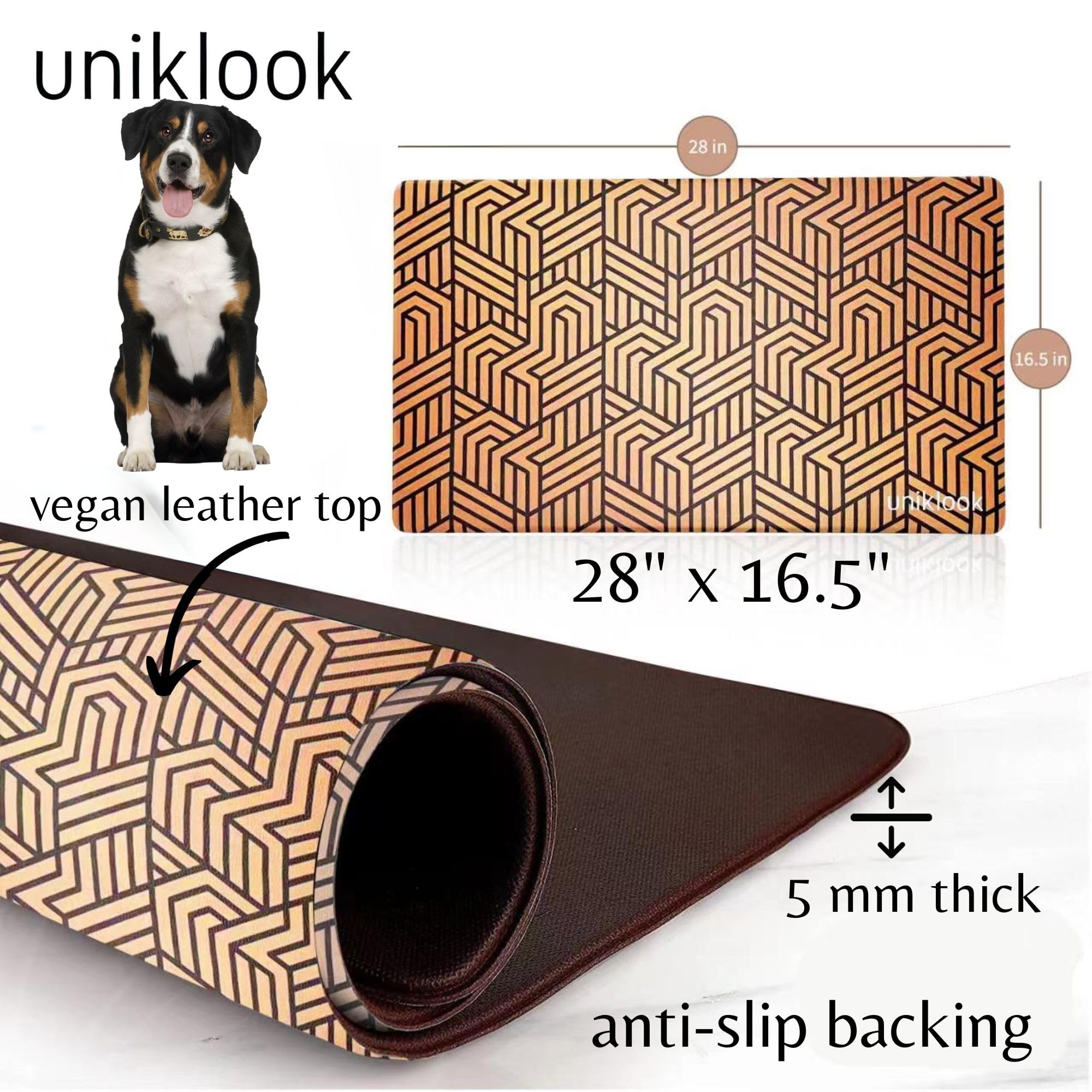 Non-Slip Waterproof Dog Food Mat - Durable Pet Feeding Mat for Bowls, Food & Water - Easy Clean Dog Bowl Mat for Indoor & Outdoor Use - Perfect for Messy Eaters & Spill Prevention - UnikLook