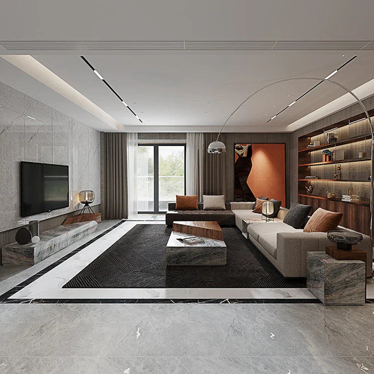 Italian Style Luxury Marble & Wood Coffee Table - Modern Living Room Centerpiece for Home Decor & Entertainment Areas