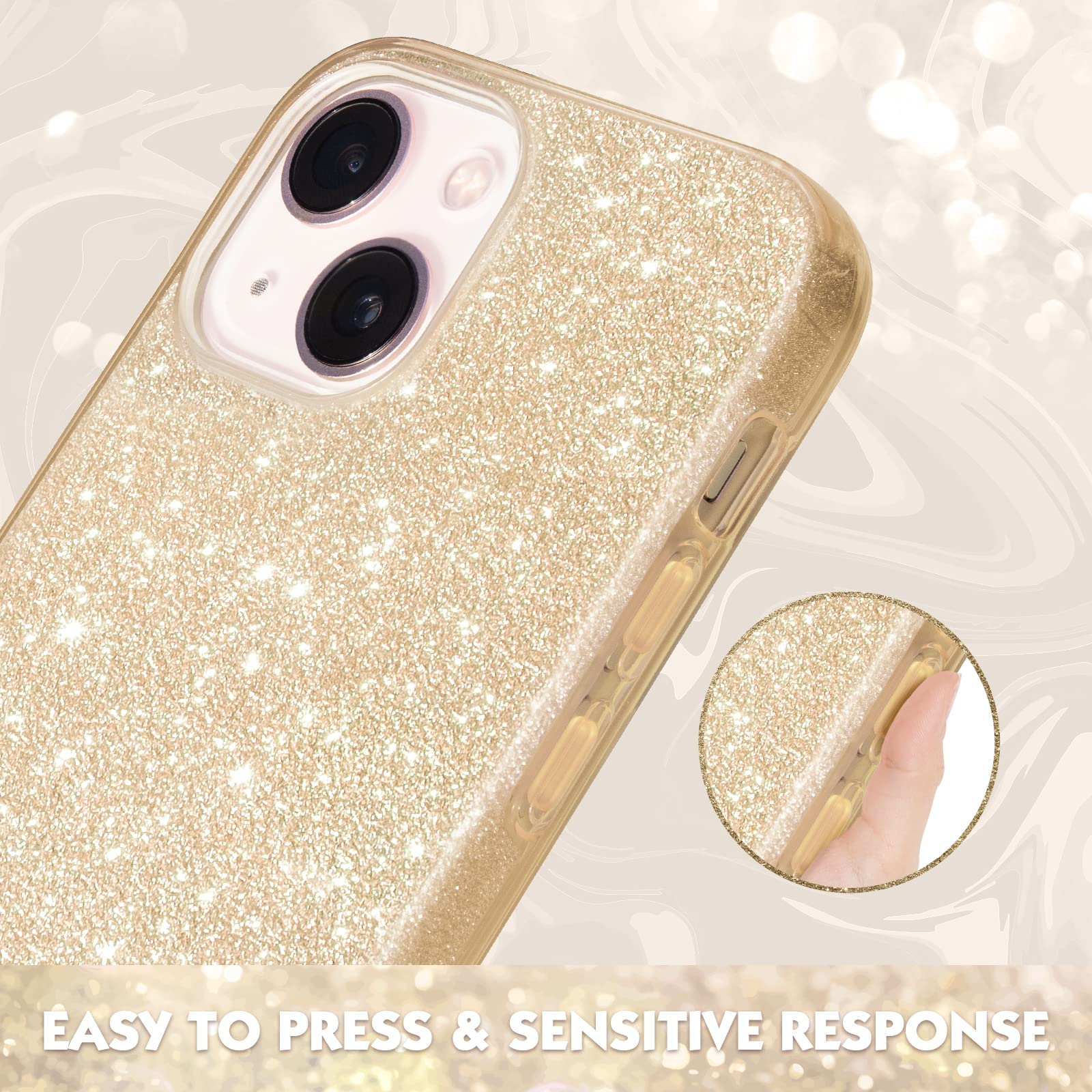 MILPROX iPhone 13 Case (2021) - Glitter Sparkly Protective Cover with 3-Layer Shockproof Design | Compatible with iPhone 13 6.1
