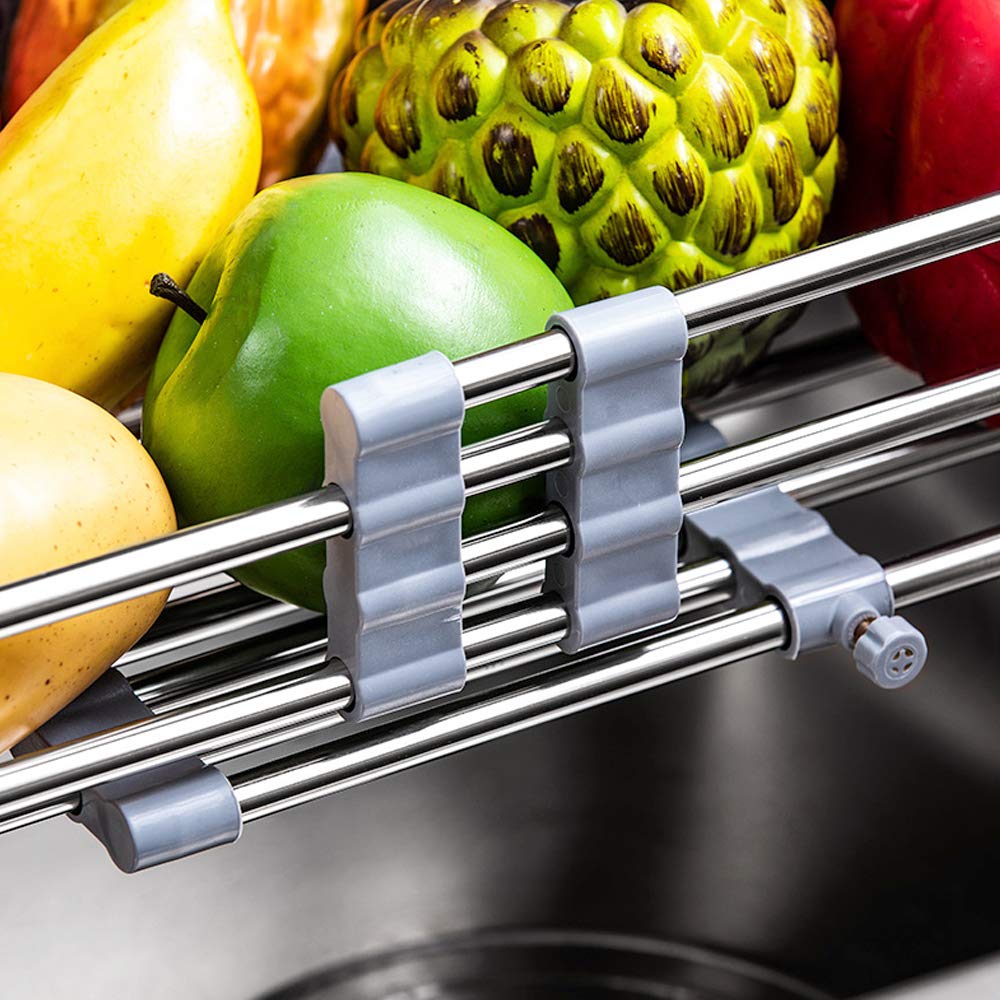Adjustable Stainless Steel Retractable Kitchen Sink Drain Rack - Widened Edge & Reinforced Design for Dish Drying - Perfect for Small Spaces, RV Kitchens & Compact Households