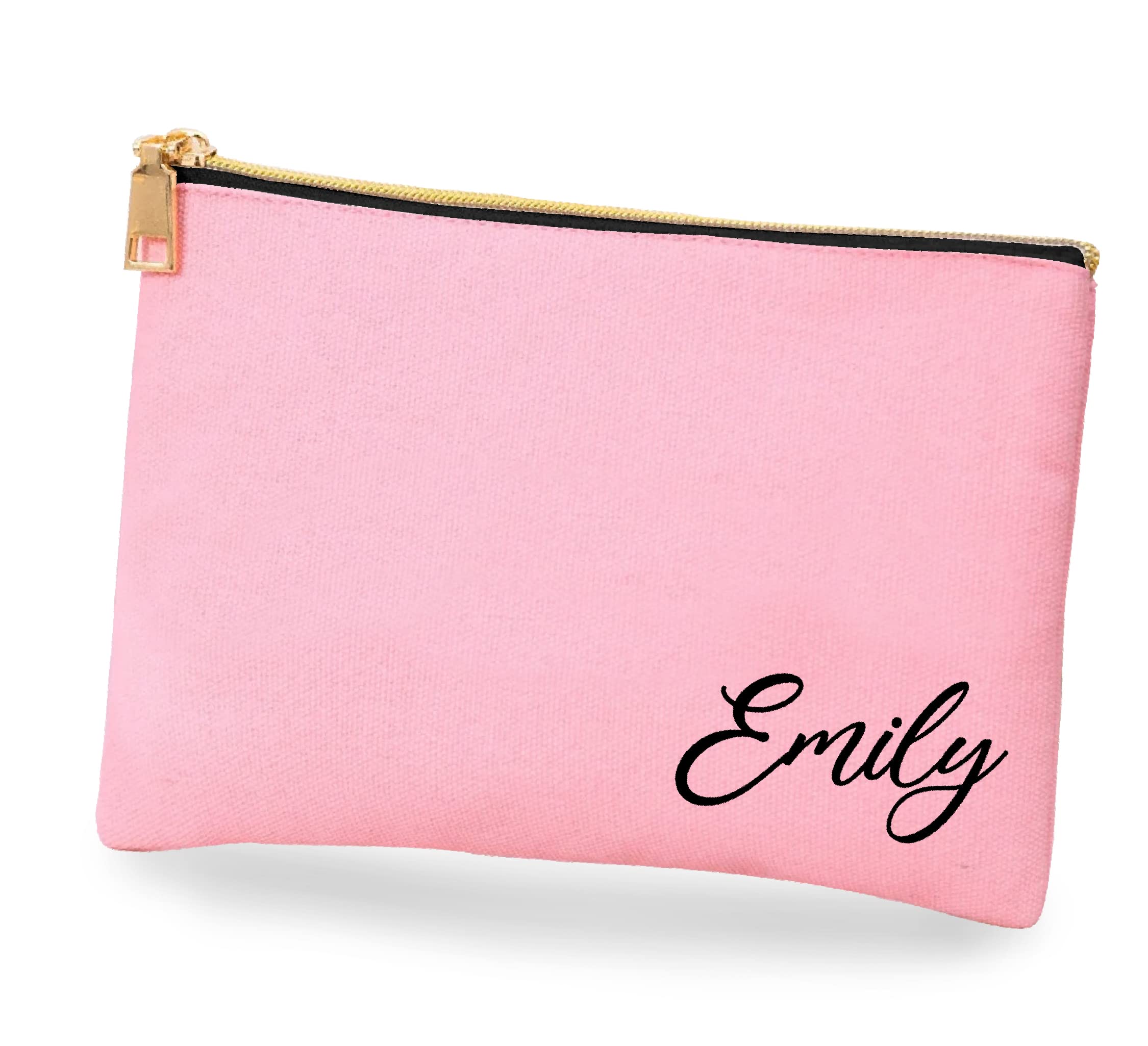 Custom Personalized Cosmetic Bag for Women - Add Your Name/Text Makeup Pouch with Zipper - Travel Toiletry Organizer Case (Pink) - Perfect for Travel, Gym, Bridal Party & Everyday Use