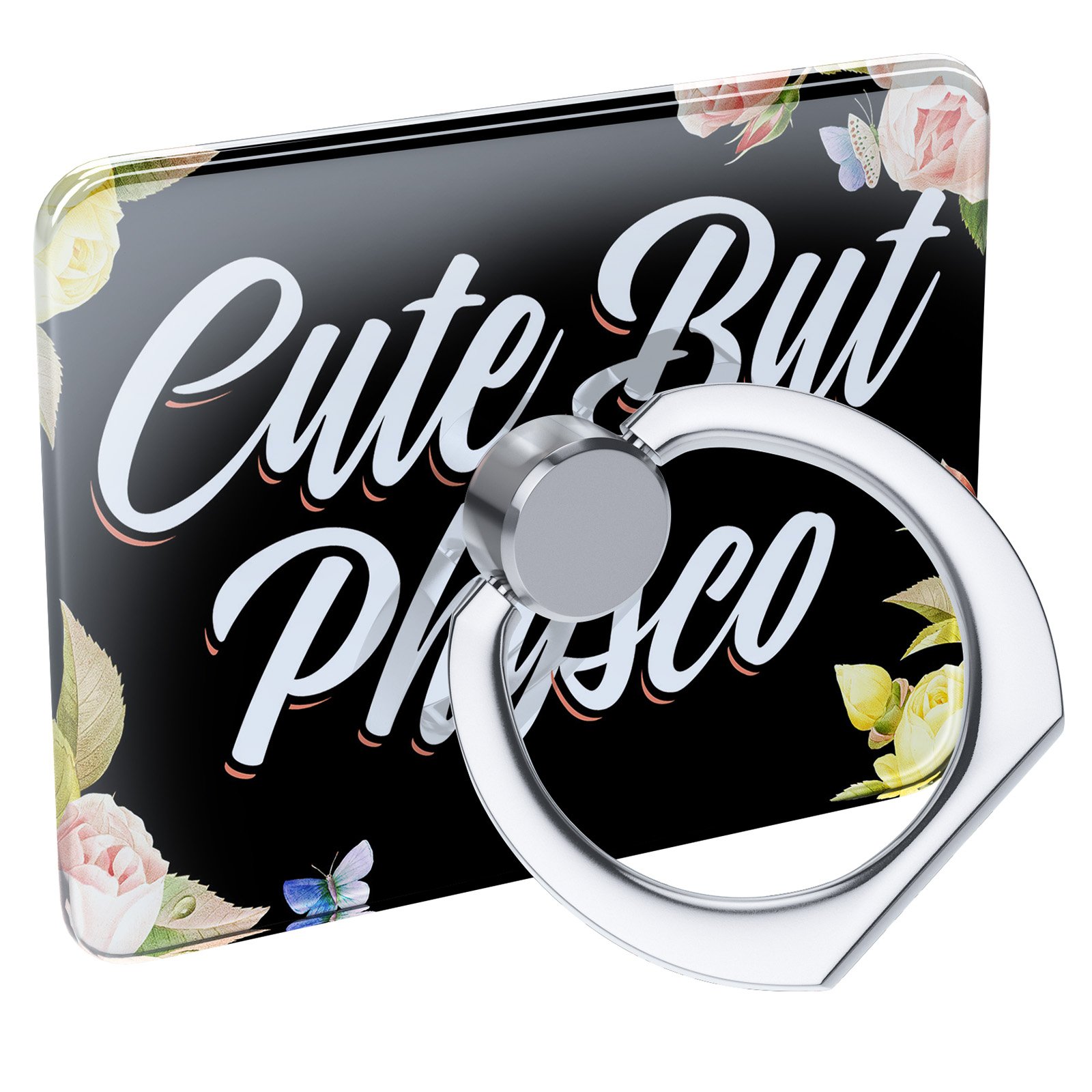 Cell Phone Ring Holder with Floral Border - Cute & Collapsible Grip Stand for Secure Phone Handling, Perfect for Home, Office, and Travel Use
