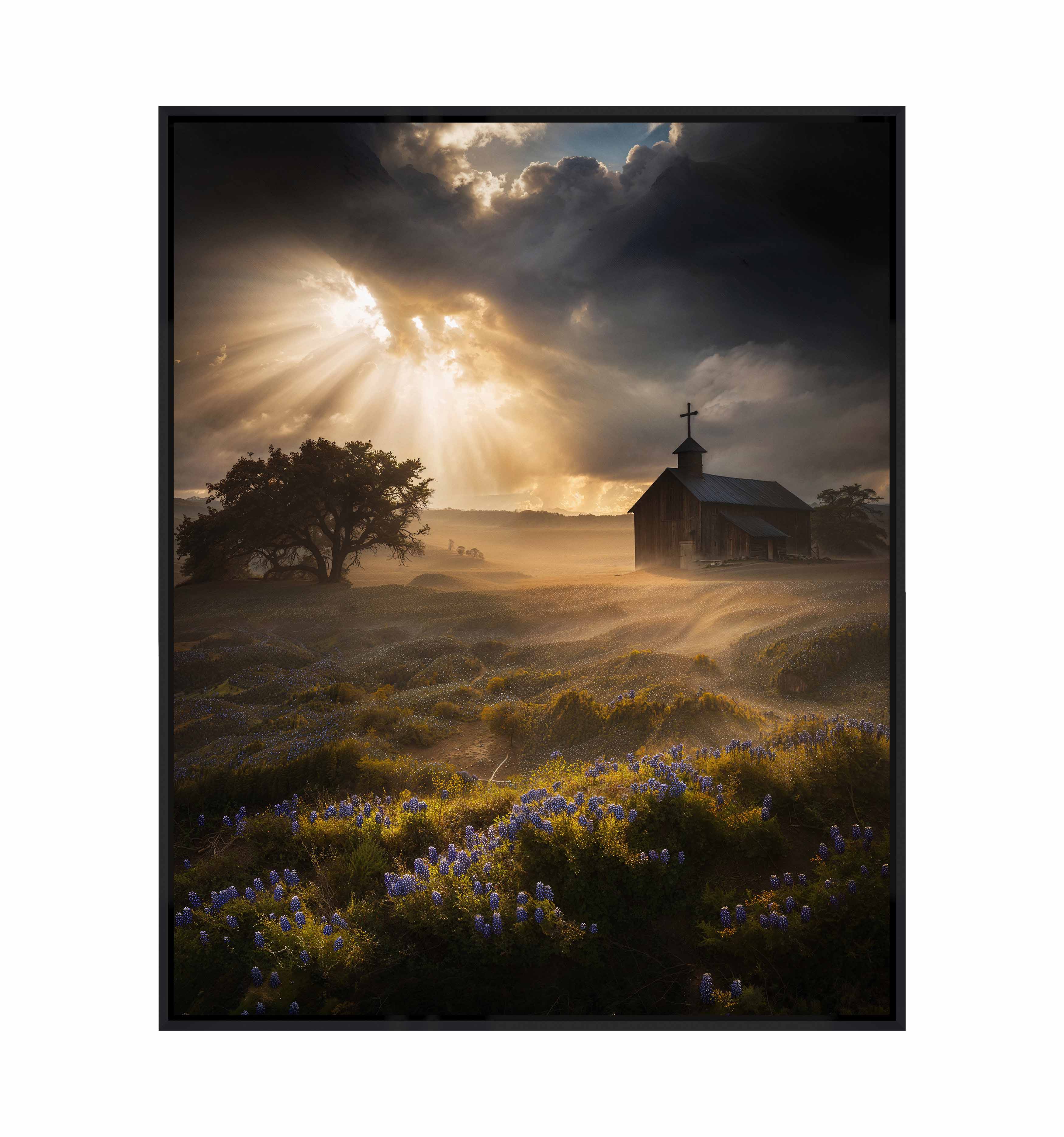 Celestial Rays Over Lone Star Land II - Stunning Galaxy Space Art Print on Gallery Wrapped Canvas - Perfect for Living Room, Bedroom & Office Wall Decor