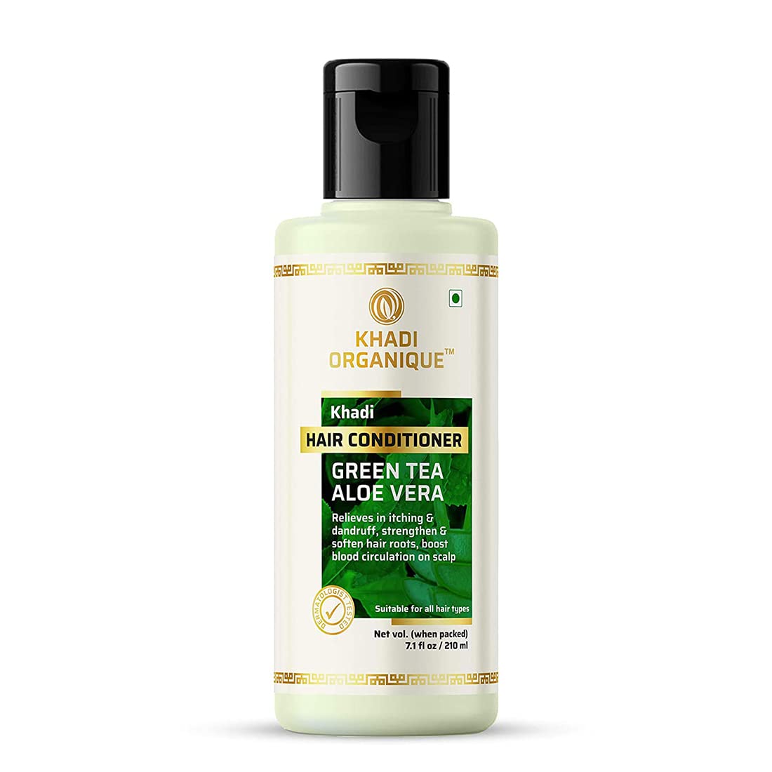 Organic Green Tea & Aloe Vera Hair Conditioner - Softens Hair Roots, Controls Dandruff - Paraben Free, Sulfate Free, SLS Free - 210ml - Perfect for Dry, Damaged Hair & Scalp Care
