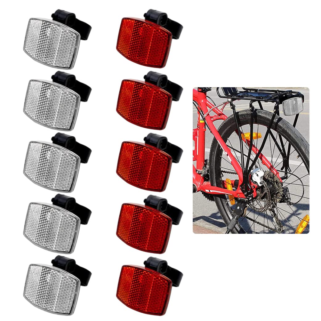 10PCS Bike Reflectors - Front & Rear Bicycle Safety Lights for Handlebar & Saddle | High Visibility Cycling Accessories for Night Riding & Commuting
