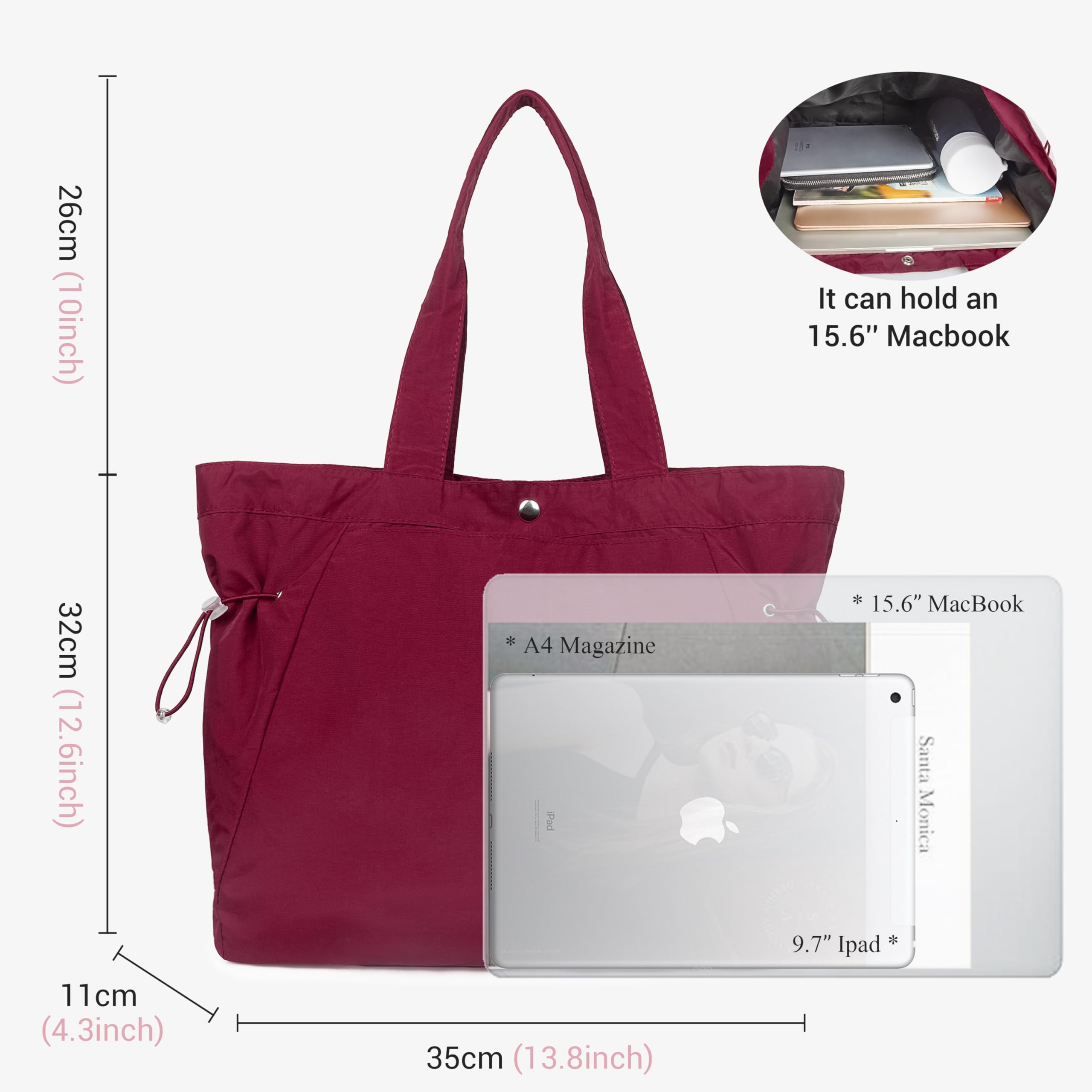 VOLGANIK ROCK Large Tote Bags for Women - Lightweight Shoulder Bag, Gym Bag, Beach Tote & Travel Handbag - Perfect for Work, Shopping, Vacation & Daily Use