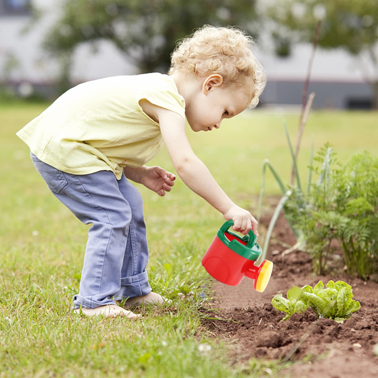 Nicunom 3 Pack Kids Plastic Watering Cans - Outdoor Garden Toys, Beach Sand Play, Bath Sprinkler for Boys & Girls - Perfect Gift for Children's Gardening & Water Play Fun
