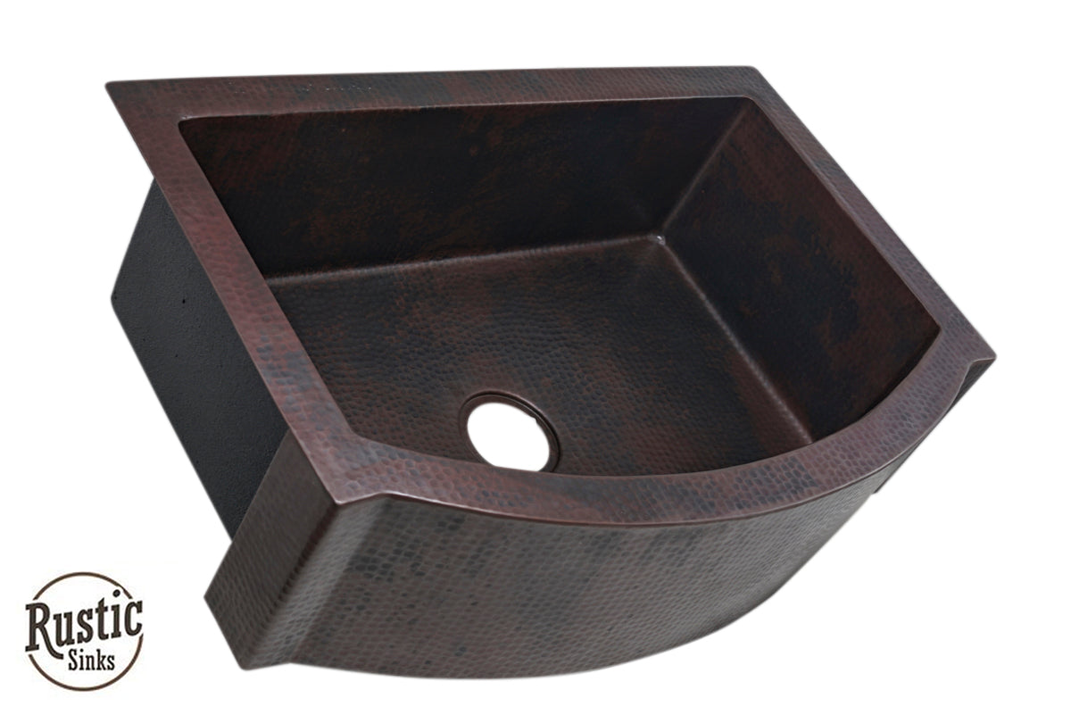 Flat Edge Rounded Front Copper Farmhouse Sink - Vintage Style Kitchen Sink for Rustic & Modern Homes | Perfect for Farmhouse, Cottage & Country Style Kitchens