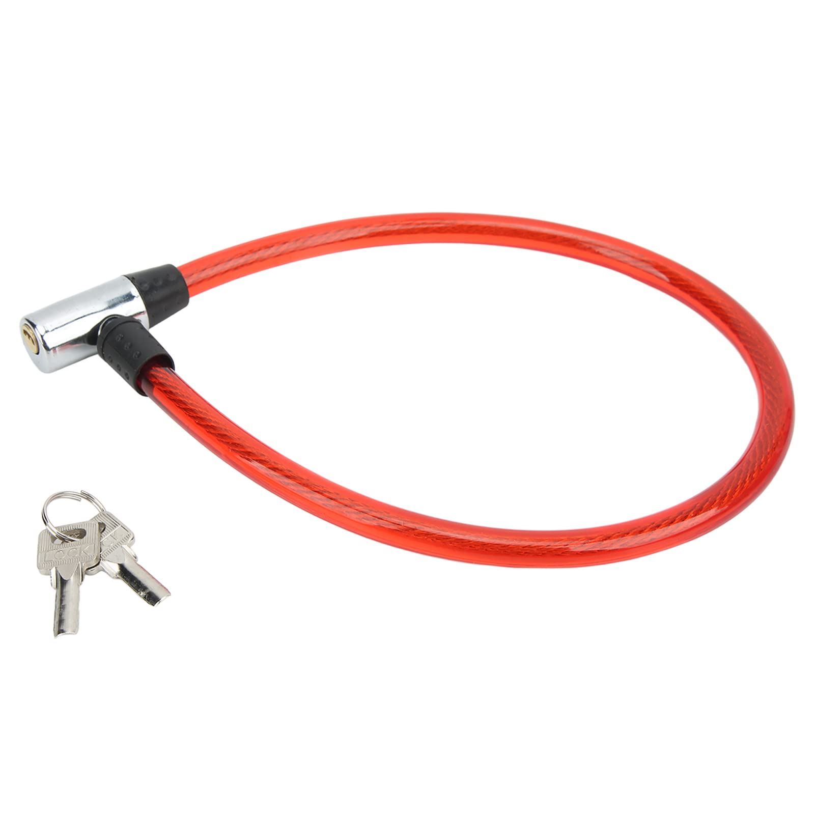 Heavy Duty Bike Lock Cable - 5ft Steel Wire Bicycle & Motorcycle Security Lock with Keys | Anti-Theft Protection for Bikes, Scooters, Gates & Fences | Outdoor Cycling, Commuting & Parking Safety (Red)