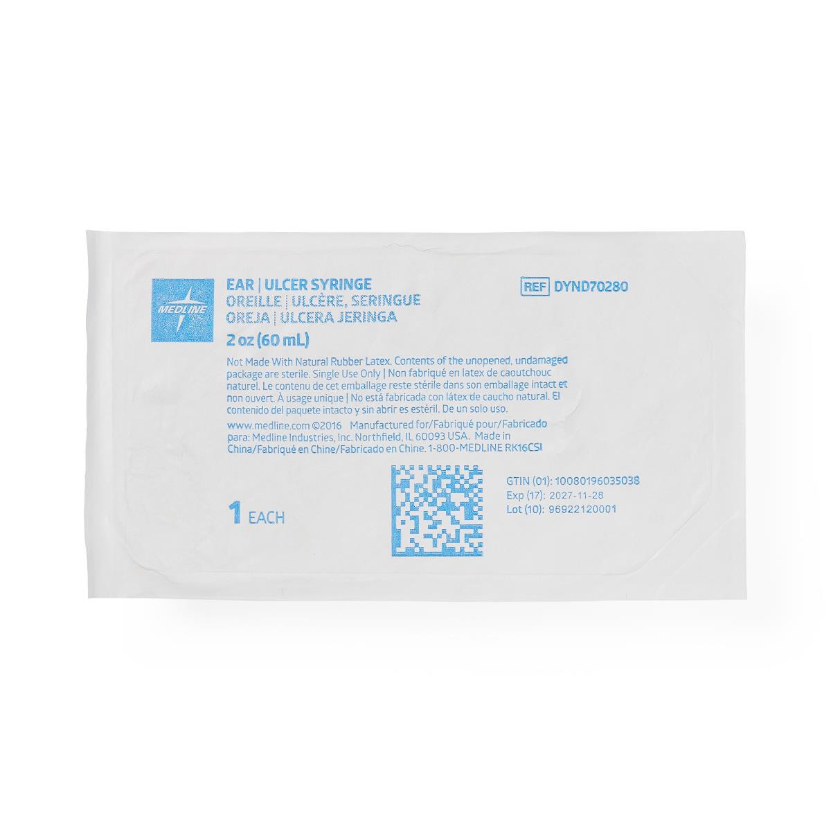 Sterile Ear and Ulcer Syringe 2oz (60ml) - Medical Grade for Safe Ear Cleaning, Wound Irrigation & First Aid Care