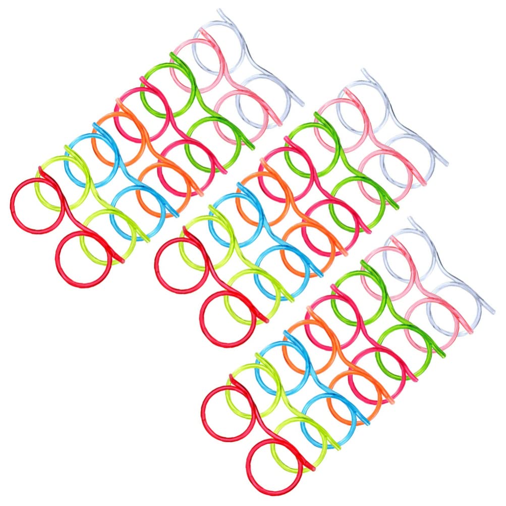 24pcs Fun Eyeglass Drinking Straws for Parties - Creative Plastic Straws with Glasses for Kids & Adults - Perfect for Birthday Celebrations, Themed Events & Fun Drinks