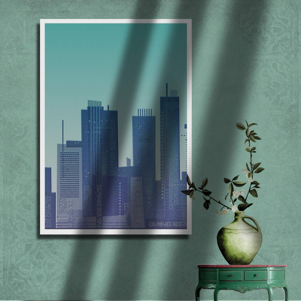Wall26 Framed Canvas Wall Art - Abstract City Theme Print 24x36 Inches, Ready to Hang for Living Room & Bedroom Decor | Perfect for Modern Home & Office Interior Design