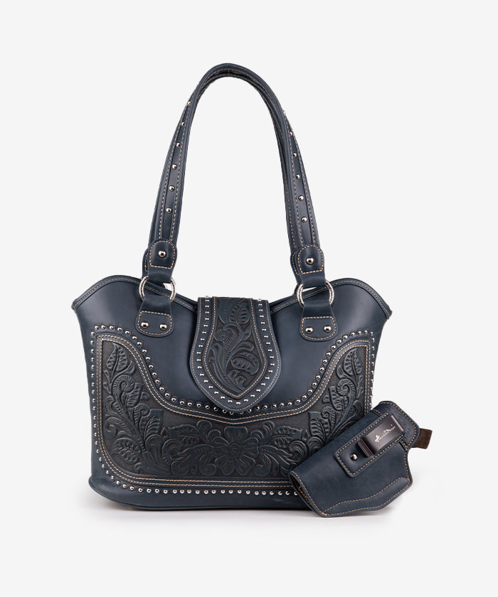 Montana West Studded Leather Concealed Carry Handbag for Women - Stylish CCW Purse with Hidden Gun Pocket - Perfect for Everyday Use, Travel & Self-Defense