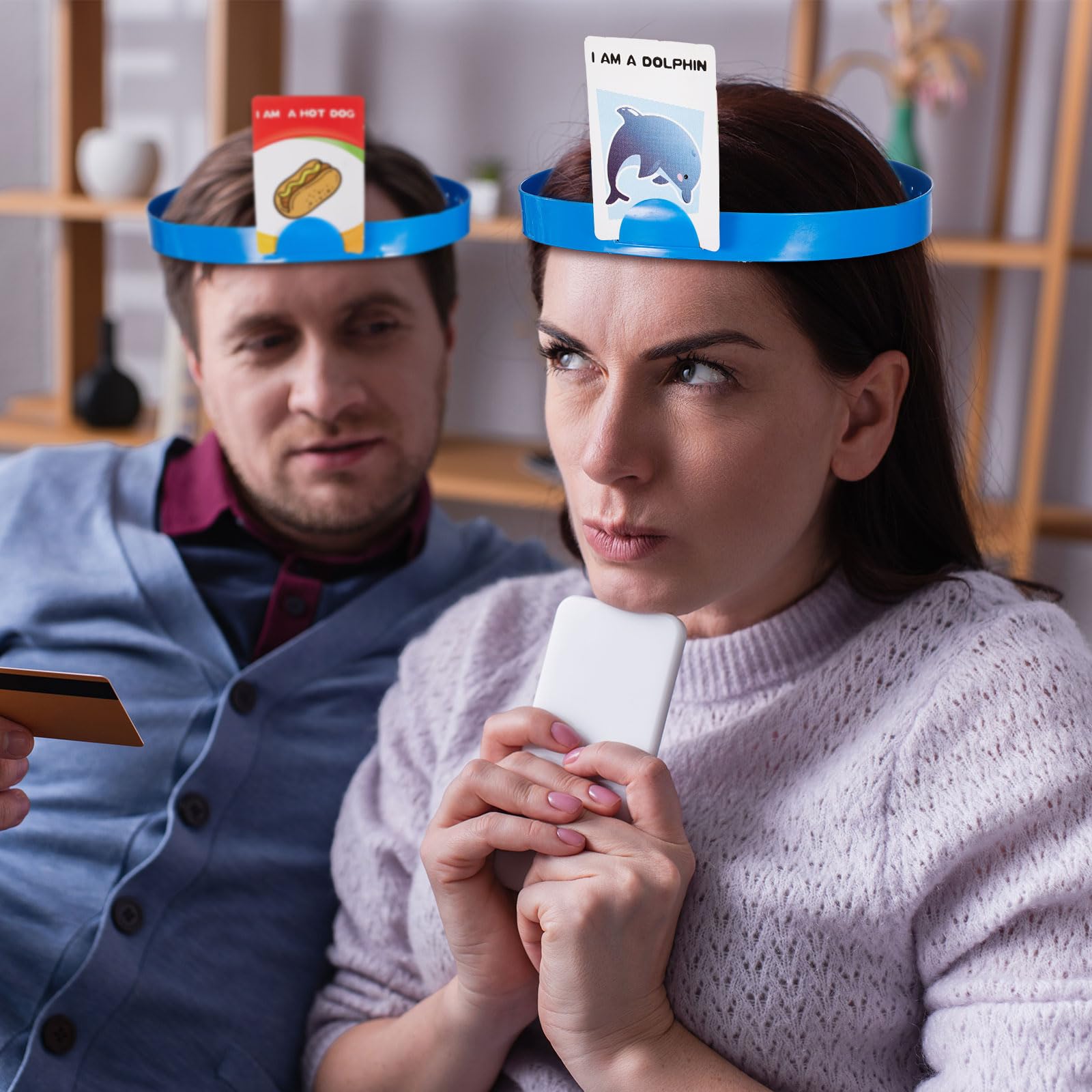 Sumind Headband Guessing Game Set - Fun Heads Up Party Game with Picture Cards, Scoring Coins & Sand Timer for Kids & Adults - Perfect for Family Game Night, Birthday Parties & Team Building Activities