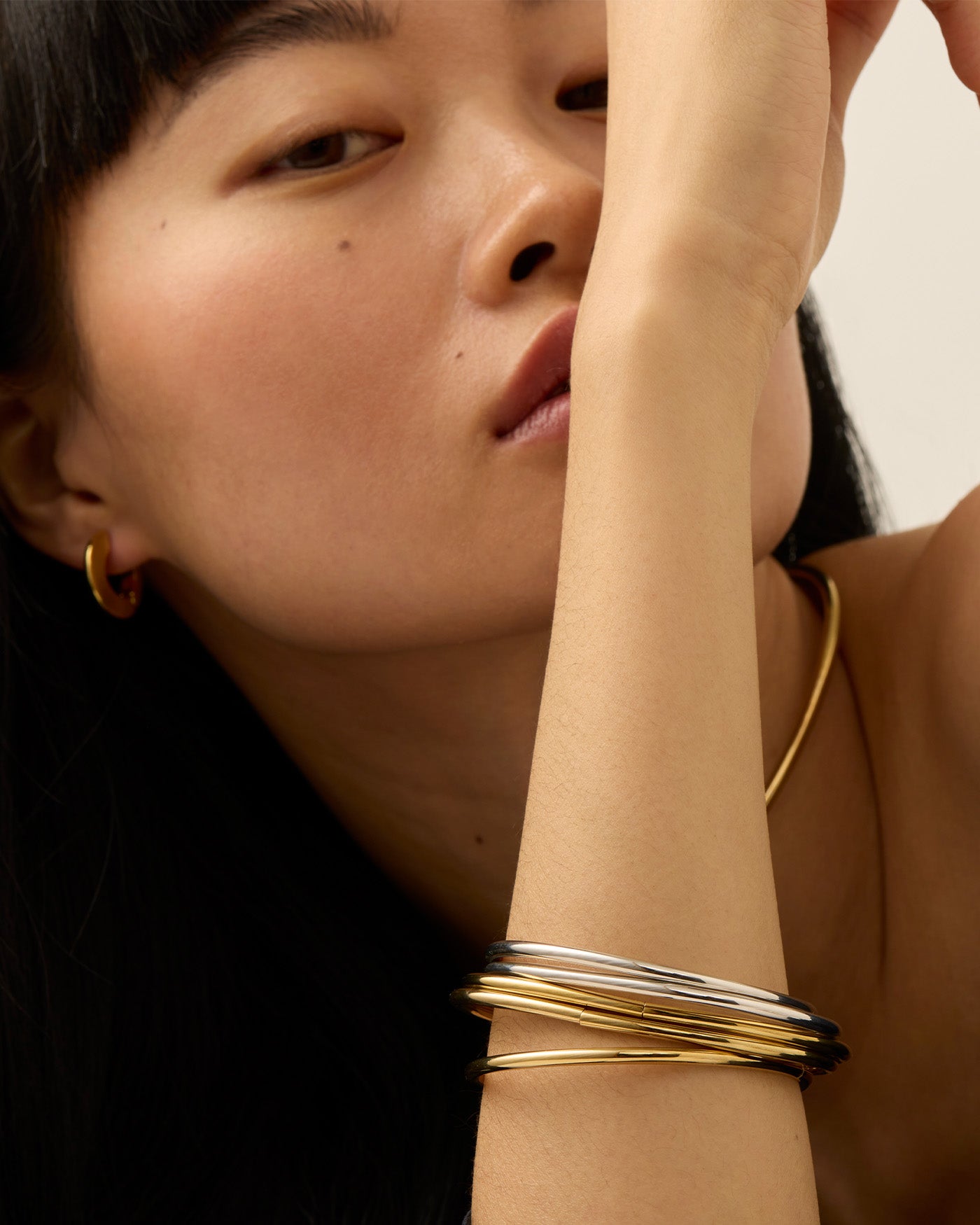 Dane Bangle Set Two Tone - Elegant Stackable Bracelets for Women, Perfect for Casual & Formal Occasions
