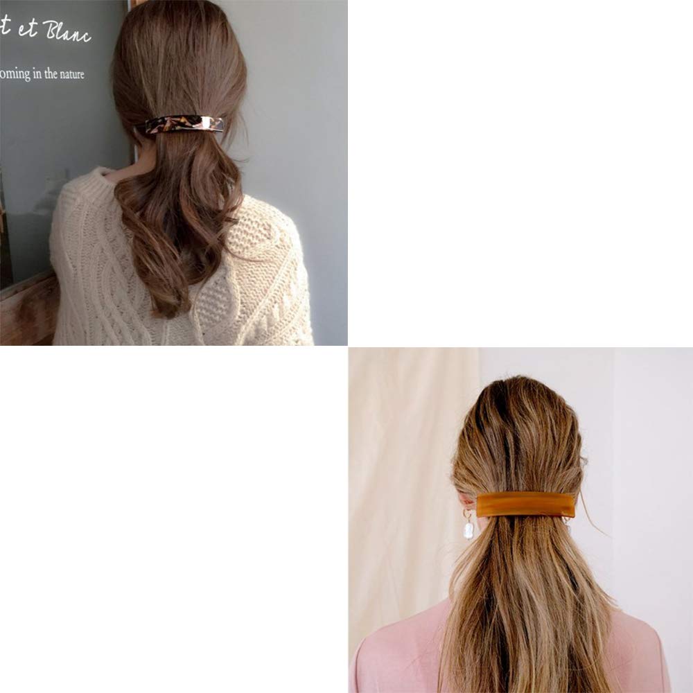 3-Piece Vintage Rectangular Hair Clips Set - Large Retro Barrettes, Ponytail Holder Clips & Spring Hairpins for Women & Girls | Perfect for Everyday Styling, Office & Special Occasions