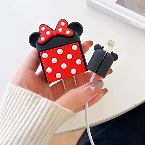 3D Cute Minnie Mouse Soft Silicone Protective Case Cover for iPhone 20W USB-C Power Adapter & Lightning Cable - Fast Charging Accessories for Home, Office, Travel (Cartoon Series)