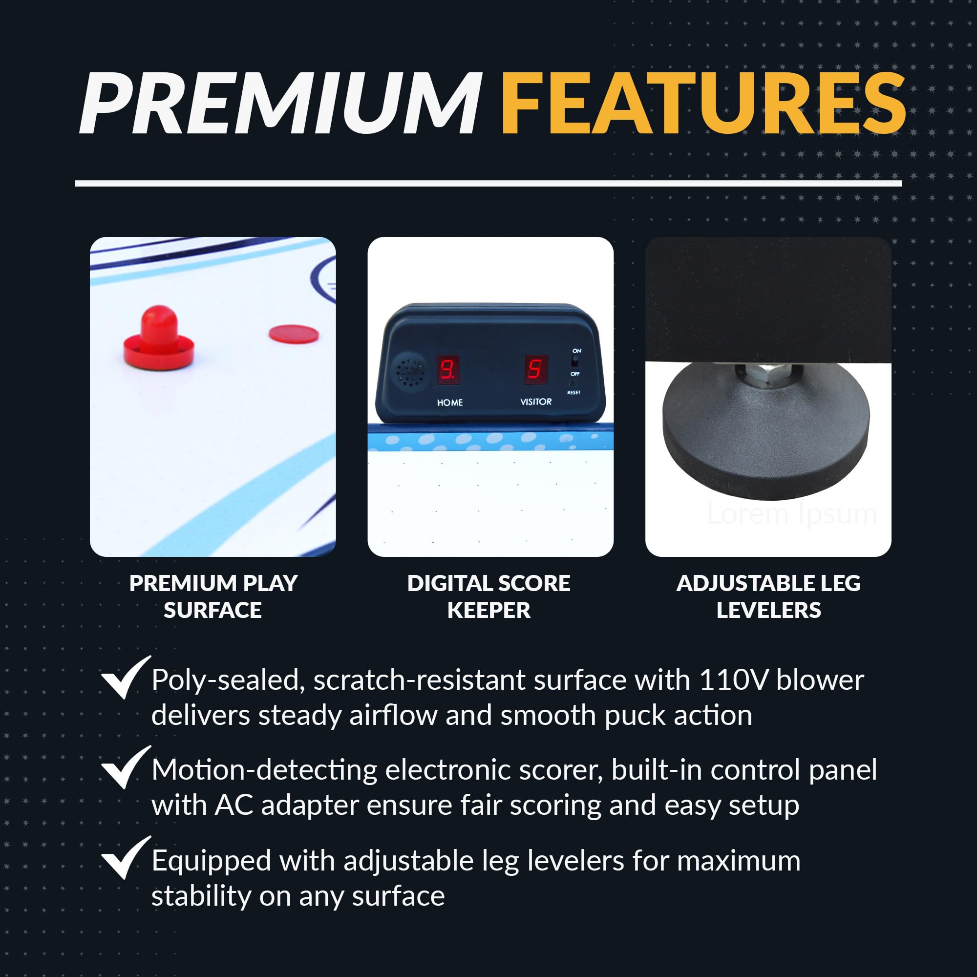 Hathaway Enforcer 5.5 Ft Air Hockey Table with LED Scoring & High-Output Blower - Blue & White Finish for Family Game Room, Arcade, Basement or Man Cave - Includes Strikers, Pucks & Manual Backup System