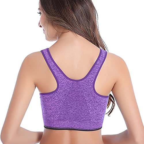 High Support Front Zipper Sports Bra for Women - Shockproof Push Up Yoga Bra with Padded Cups & Wirefree Design - Perfect for Gym, Running, Fitness & Workout