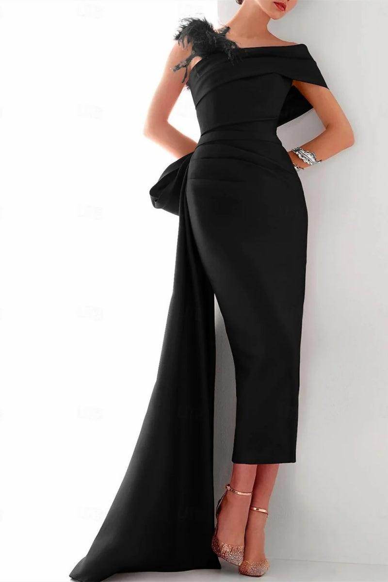 Elegant One Shoulder Satin Evening Gown - Mother of The Bride Dress CM0340 | Formal Wedding Guest Attire | Perfect for Cocktail Parties, Galas & Special Occasions