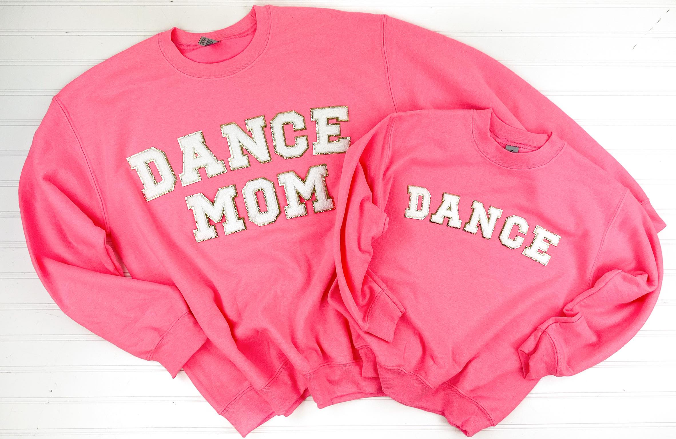 Dance Mom Mini Chenille Patch Sweatshirt - Soft & Stylish Pullover for Dance Teams, Cheerleading & Casual Wear