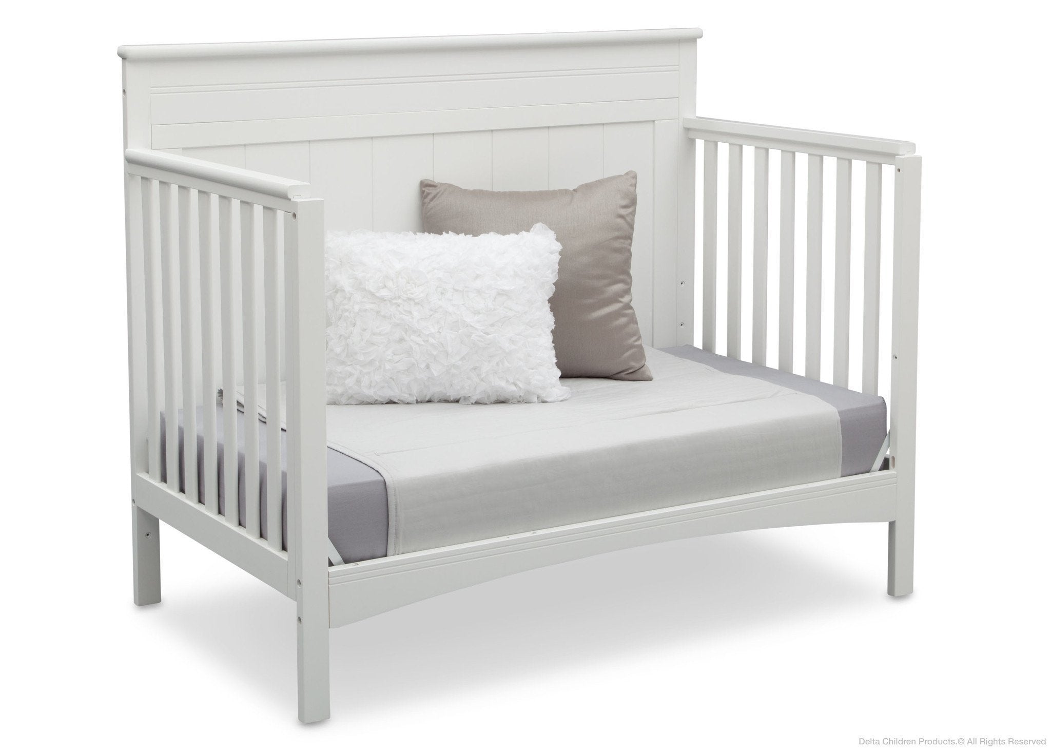 4-in-1 Convertible Baby Crib with Mattress - White Nursery Furniture for Newborn to Toddler Bed - Perfect for Small Spaces & Modern Nurseries