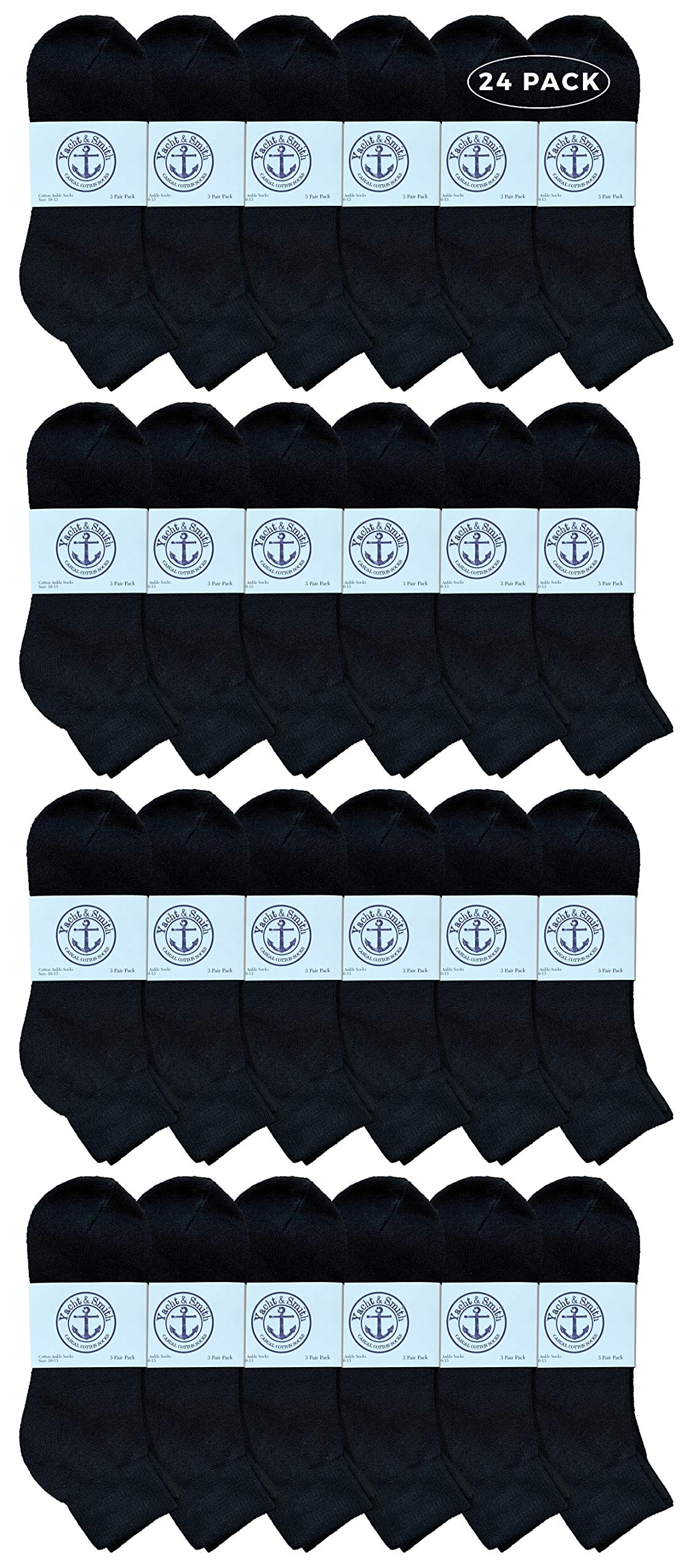 **Yacht & Smith Men's Cotton Athletic Socks Bulk Pack - Mid Ankle Sports Socks for Running, Gym & Casual Wear (Size 10-13, Wholesale Case)**