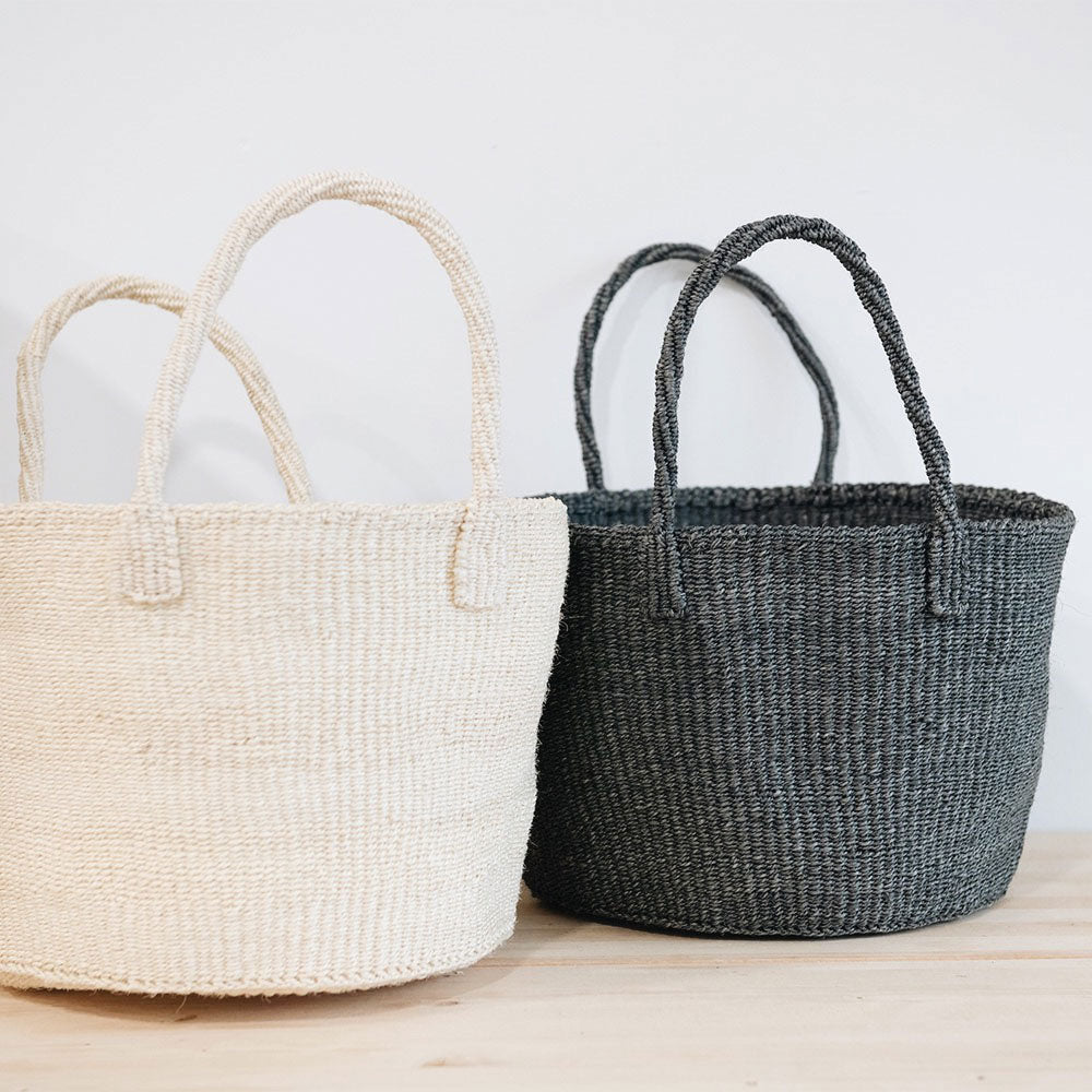 Natural Sisal Storage Basket - Grey | Handwoven Eco-Friendly Organizer for Home, Office, or Nursery | Perfect for Toys, Blankets & Magazines